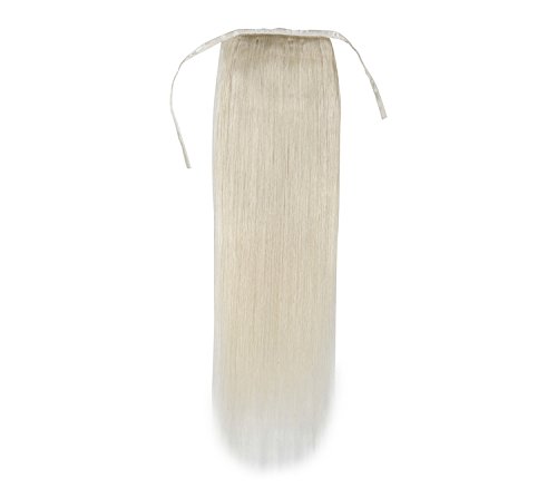 Remeehi 80g 22 Inches Silky Straight Clip-in Ponytail Hair Extensions - 100% Remy Human Hair in #60 Platinum Blonde | Perfect for Parties, Weddings & Everyday Glam