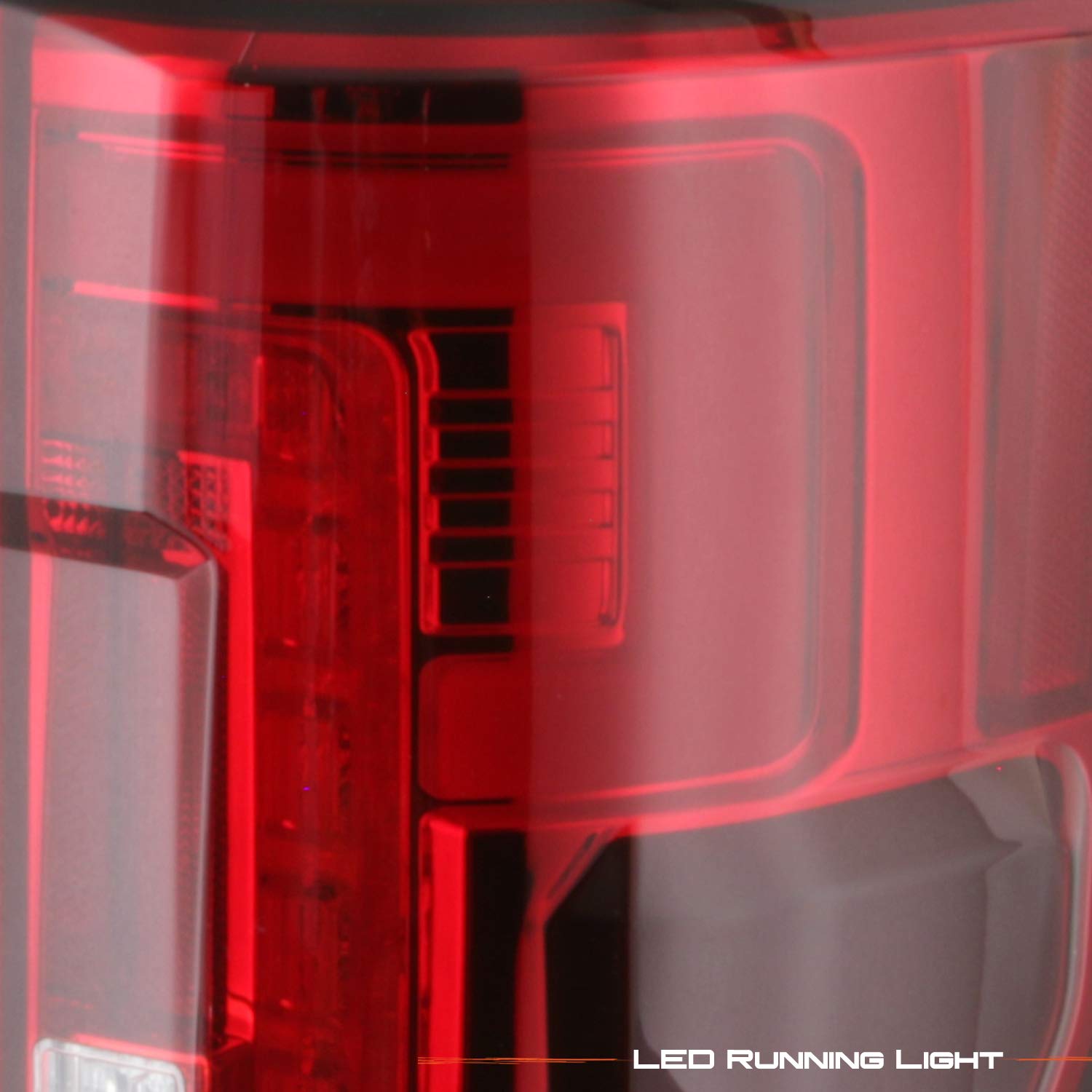 AKKON LED Tail Lights for 2017-2019 Ford F250 F350 F450 Super Duty - Red Stripe Brake Lights with Blind Spot Monitoring System | Enhanced Safety & Style for Pickup Trucks