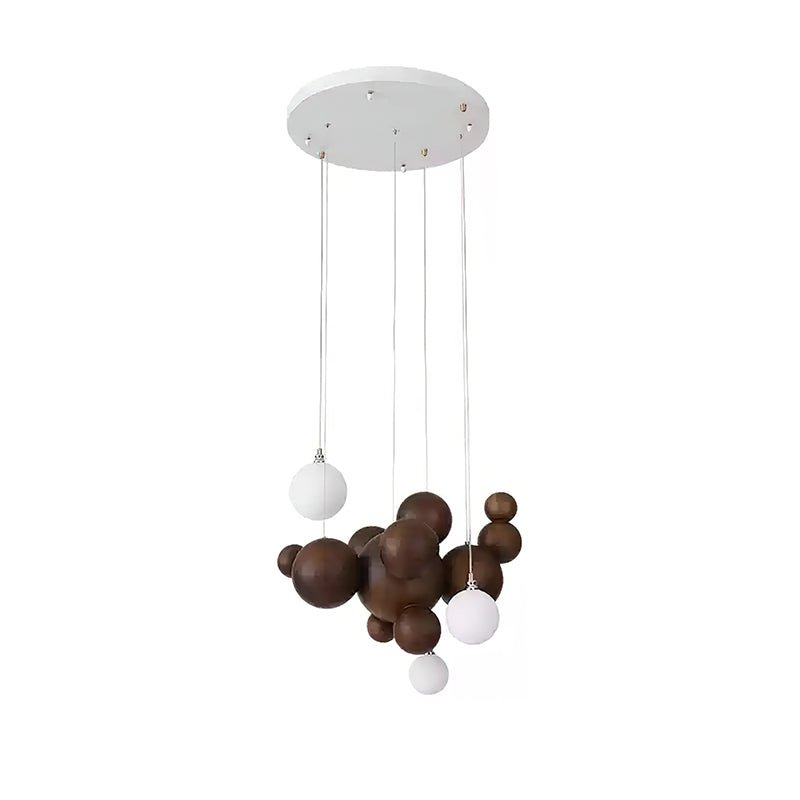 Handmade Bubble Wood Ball Chandelier - Natural Wood Ceiling Light Fixture for Dining Room, Living Room, Bedroom Decor