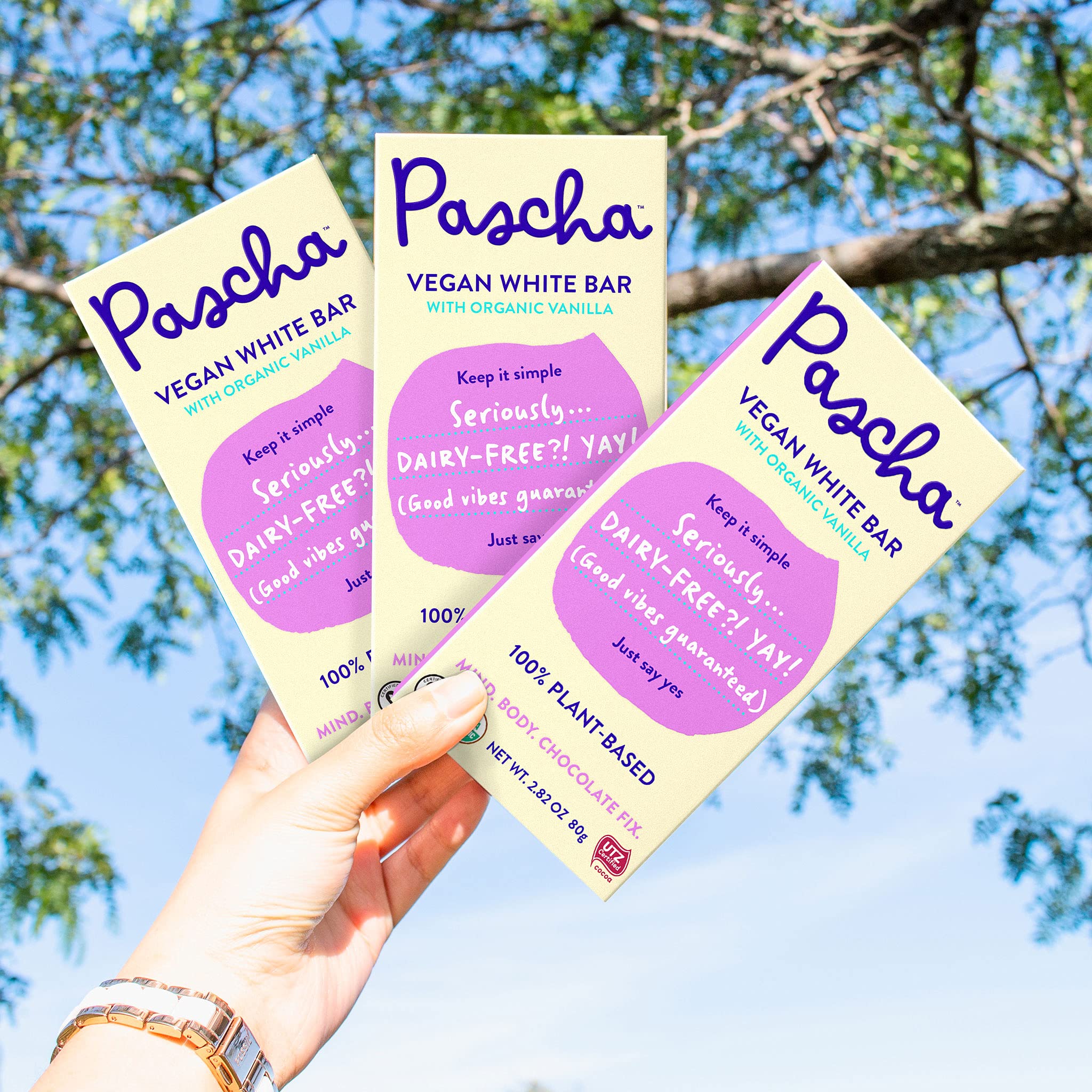 Organic White Chocolate Bars - Pascha Non-GMO, Gluten-Free, UTZ Certified (Pack of 5) | Perfect for Baking, Gifts & Healthy Snacking