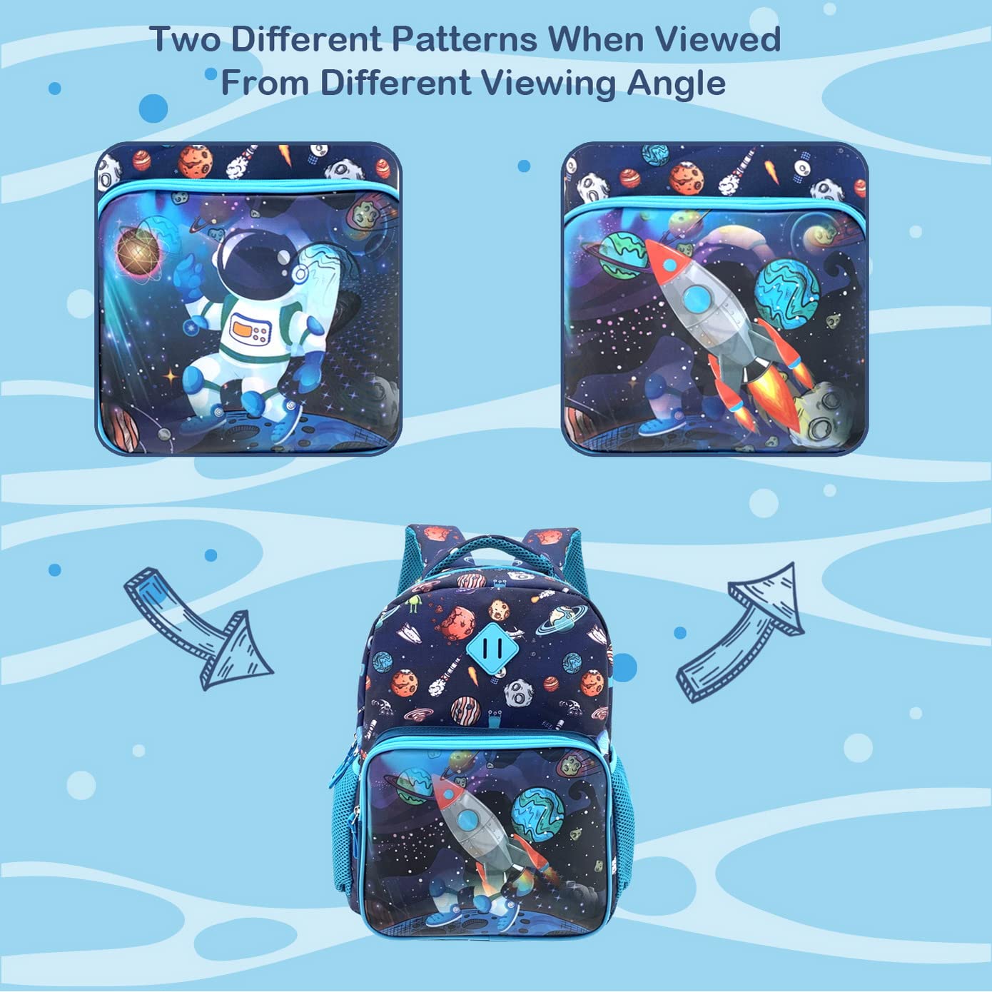 Kids Backpack with Changing Lenticular Design - Durable School Backpack Set with Lunch Box for Boys & Girls - Perfect for School, Travel & Outdoor Adventures