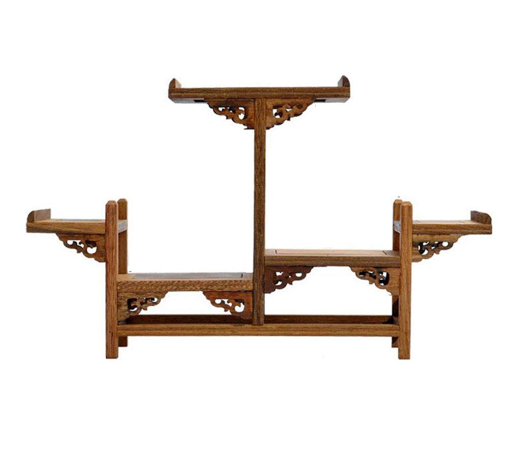NWFashion Chinese Wooden Display Stand - Symmetric Double Floor Curio Cabinet Shelf (3-Pack) - Perfect for Home Decor, Antique Showcase & Collectible Display