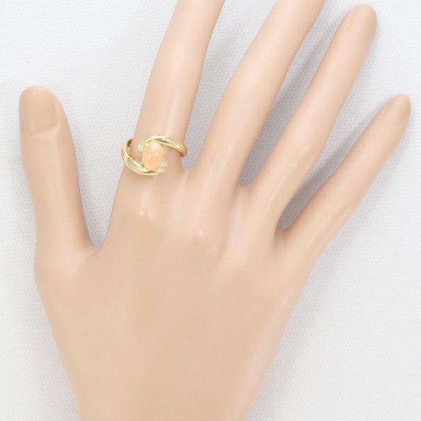 18K Yellow Gold Coral Diamond Ring for Women - Elegant Handmade Jewelry for Weddings, Anniversaries & Special Occasions