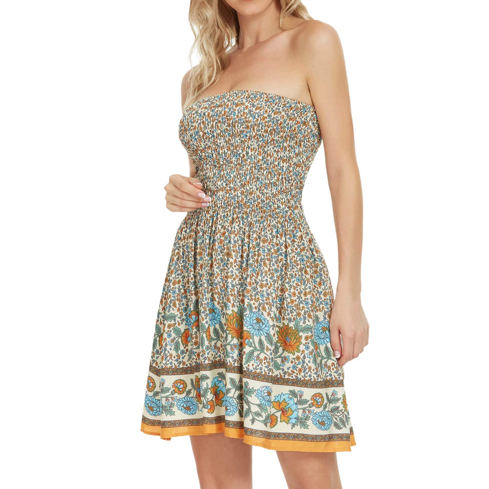 Women's Summer Floral Short Sleeve Casual Dress with Pockets - Loose Fit Plain Party Dress for Beach, Vacation & Outdoor Events
