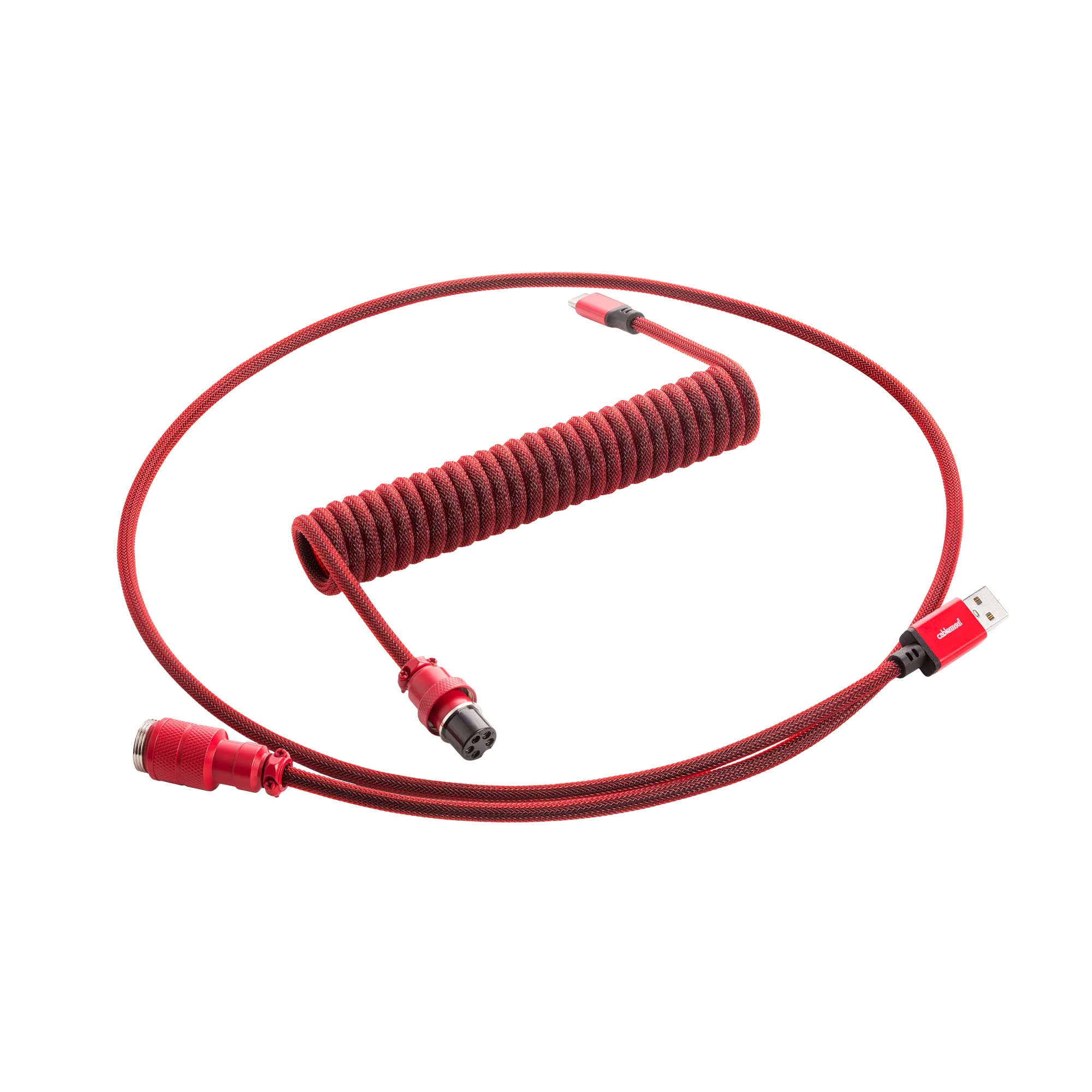 Premium CableMod Pro Coiled Keyboard Cable - Republic Red | USB-A to USB-C 150cm Braided Cord for Mechanical Keyboards | Perfect for Gaming, Office & Custom Keyboard Setups