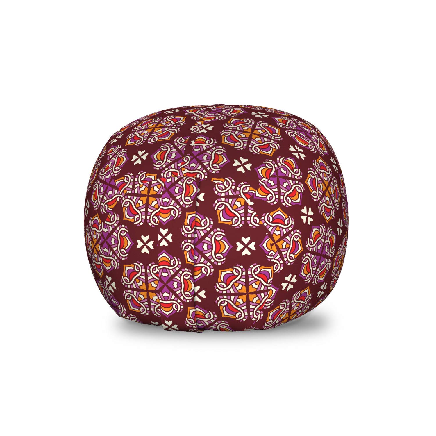 Ambesonne Bohemian Tribal Storage Toy Bag Chair - Abstract Floral Swirls & Curls Design, Washable Stuffed Animal Organizer for Kids Room, Nursery or Playroom - Small Multicolor Kids Furniture for Home Decor