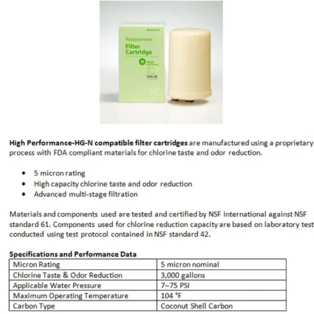A2O Water - USA Made High Performance Water Filter Cartridge - Original HG Model - Compatible with Refrigerators, Under Sink & Whole House Water Filtration Systems