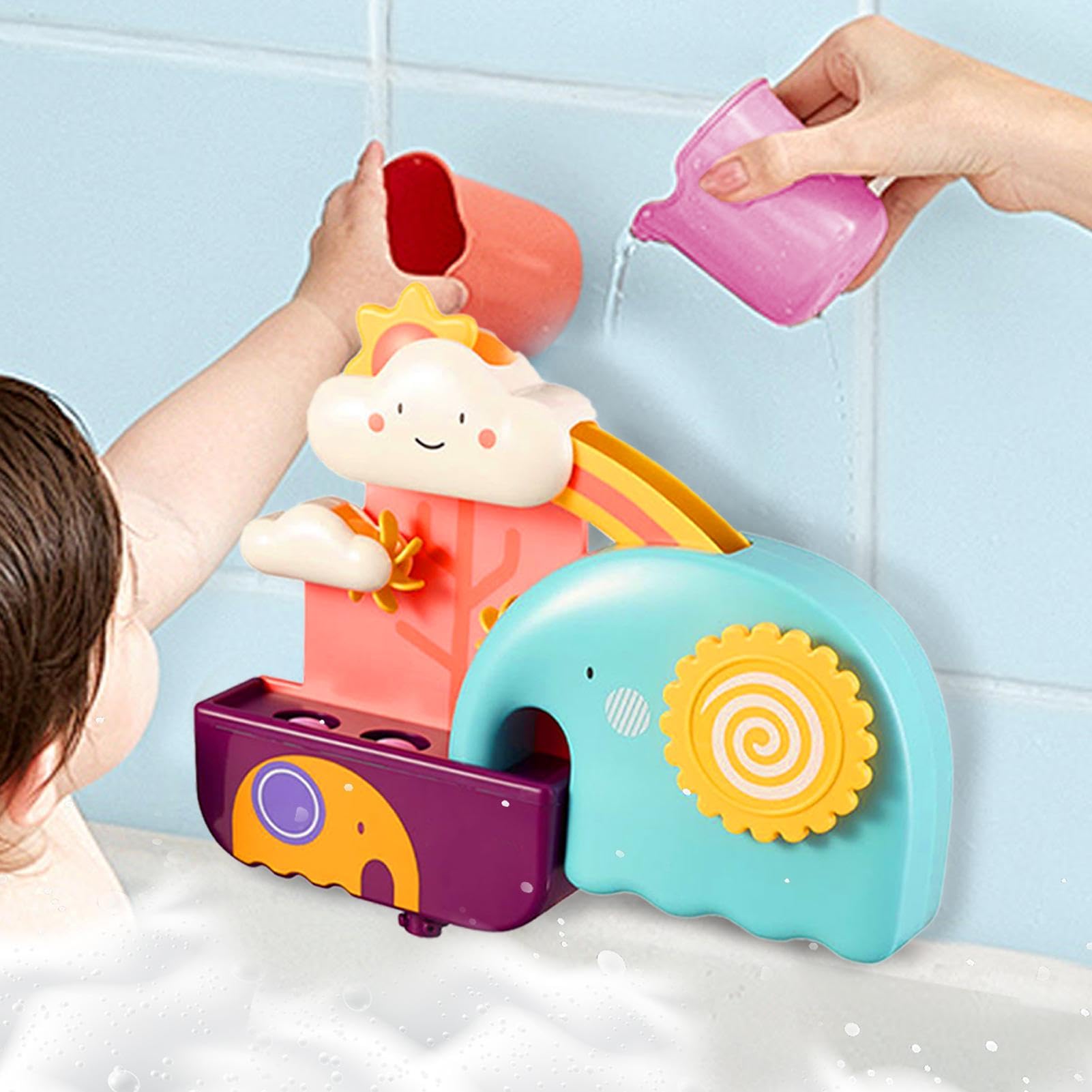 Elephant Water Slide Bathtub Toys for Babies & Toddlers - Interactive Swimming Bath Toys for Bathtub, Pool & Bathroom Play | Fun Bath Time & Pool Time Activities for Kids
