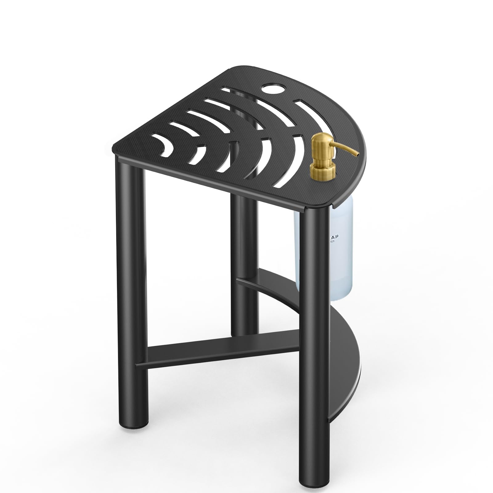 YUOROS Metal Shower Bench - Waterproof Shaving Stool with Non-Slip Feet for Elderly & Disabled - Compact Corner Shower Seat for Bathroom Safety (Ideal for Leg Shaving, Foot Care & Relaxation)