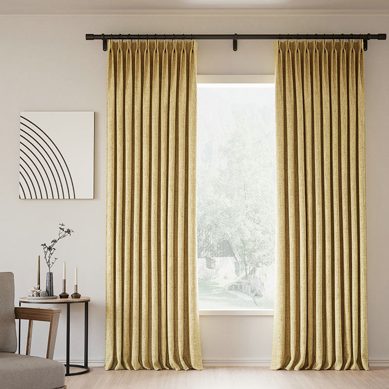 Pinch Pleated Blackout Curtains - 100% Linen Fabric, Thermal Insulated, Noise Reducing - Modern Custom Drapes for Bedroom & Living Room - Natural Snow White (Memory Trained) - Perfect for Home Theater, Nursery & Light Control
