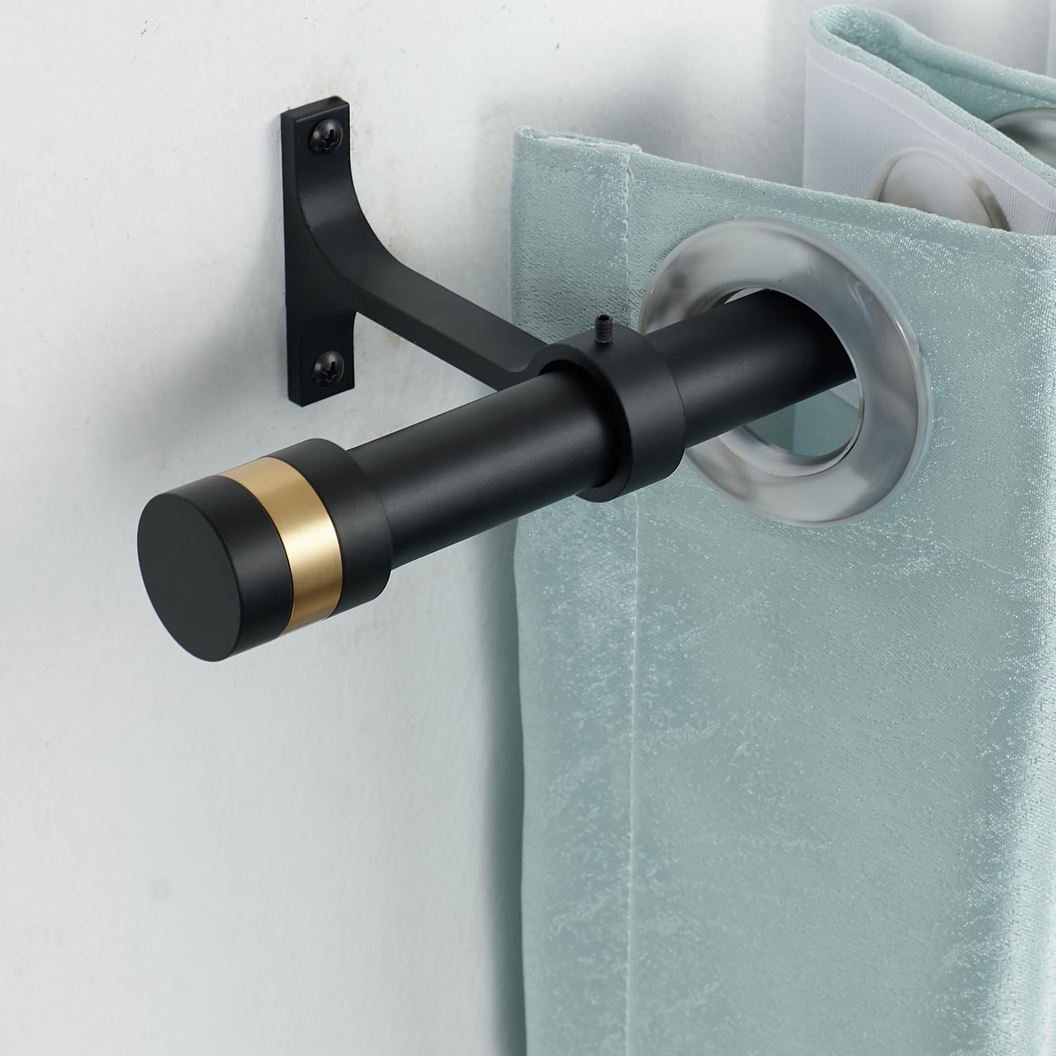 1 Inch Diameter Adjustable Single Curtain Rod 72-144 Inches with Decorative Finials - Matte Black for Living Room, Bedroom & Window Treatments