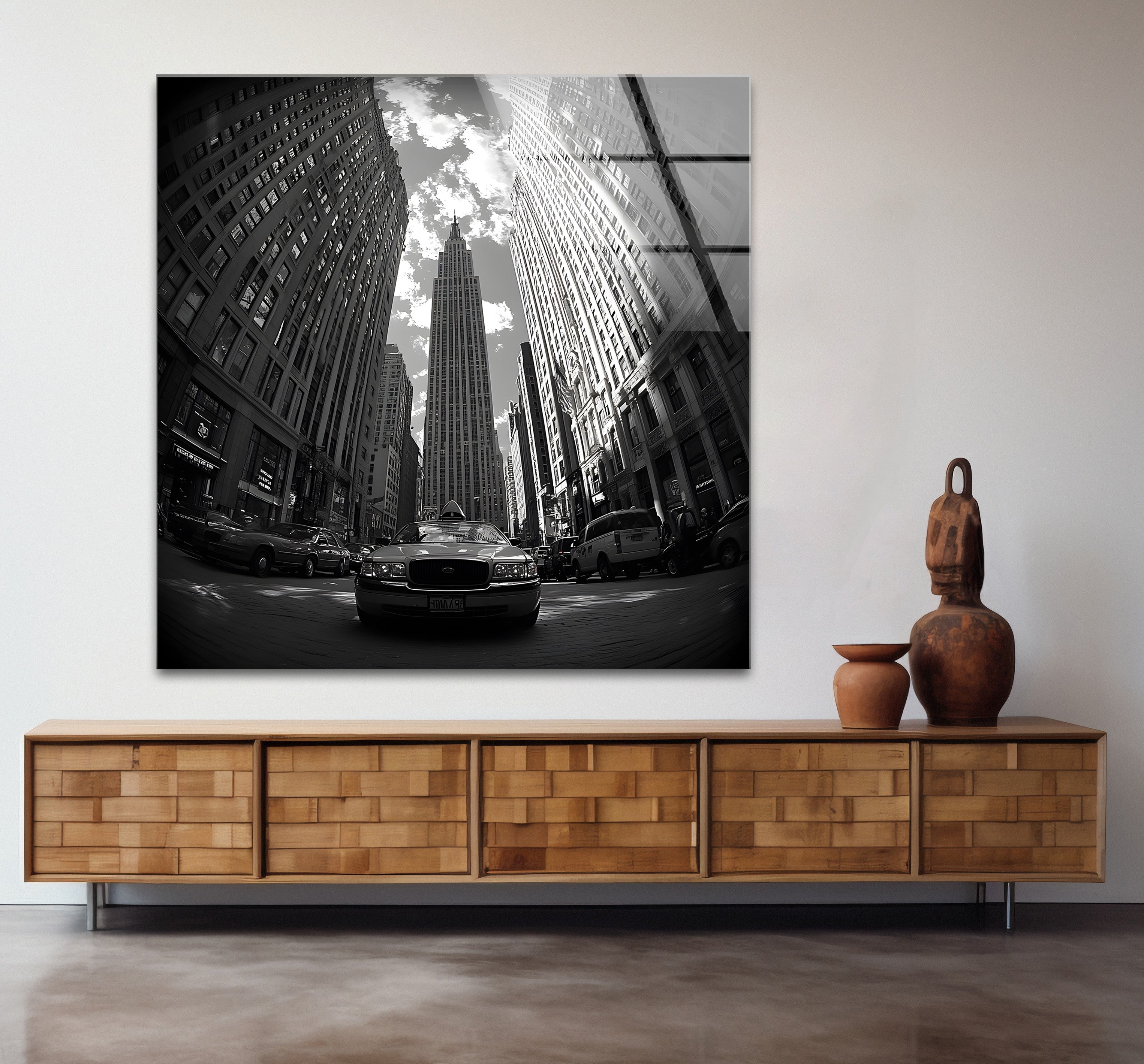 Black and White New York City Skyline Glass Wall Art - Modern Home & Office Decor for Urban Style Enthusiasts