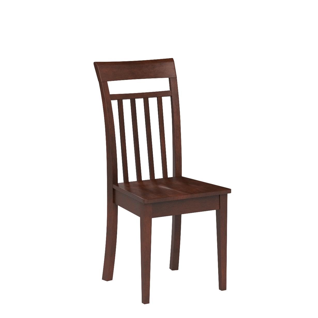 East West Furniture CAC-MAH-W Capri Dining Room Chairs - Set of 2 Solid Wood Slat Back Chairs in Mahogany Finish | Perfect for Kitchen, Dining Room & Breakfast Nook