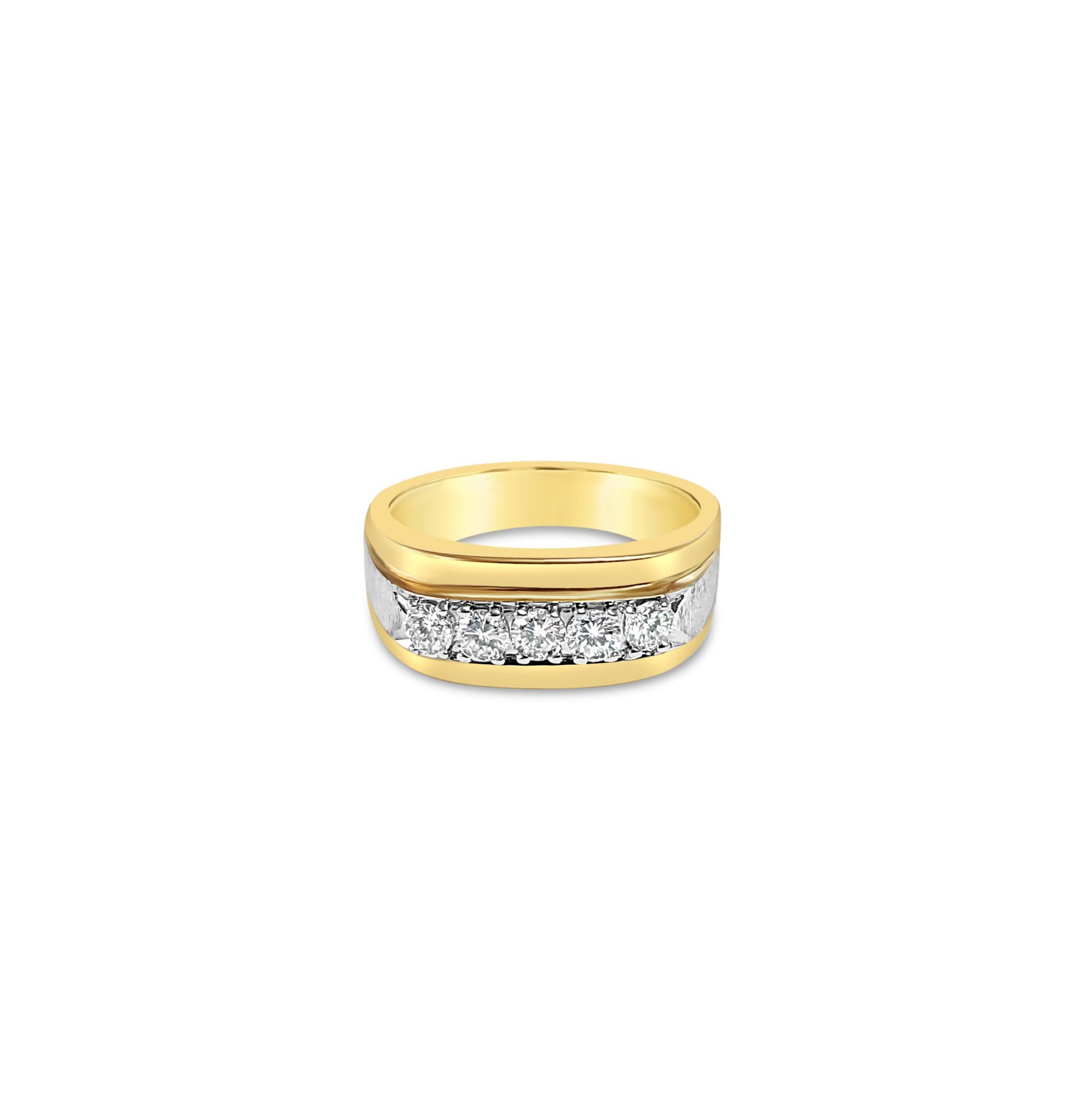 14K Two-Tone Gold Diamond Band Ring with Brushed Satin Finish, 0.75cttw - Perfect for Weddings, Anniversaries & Everyday Elegance