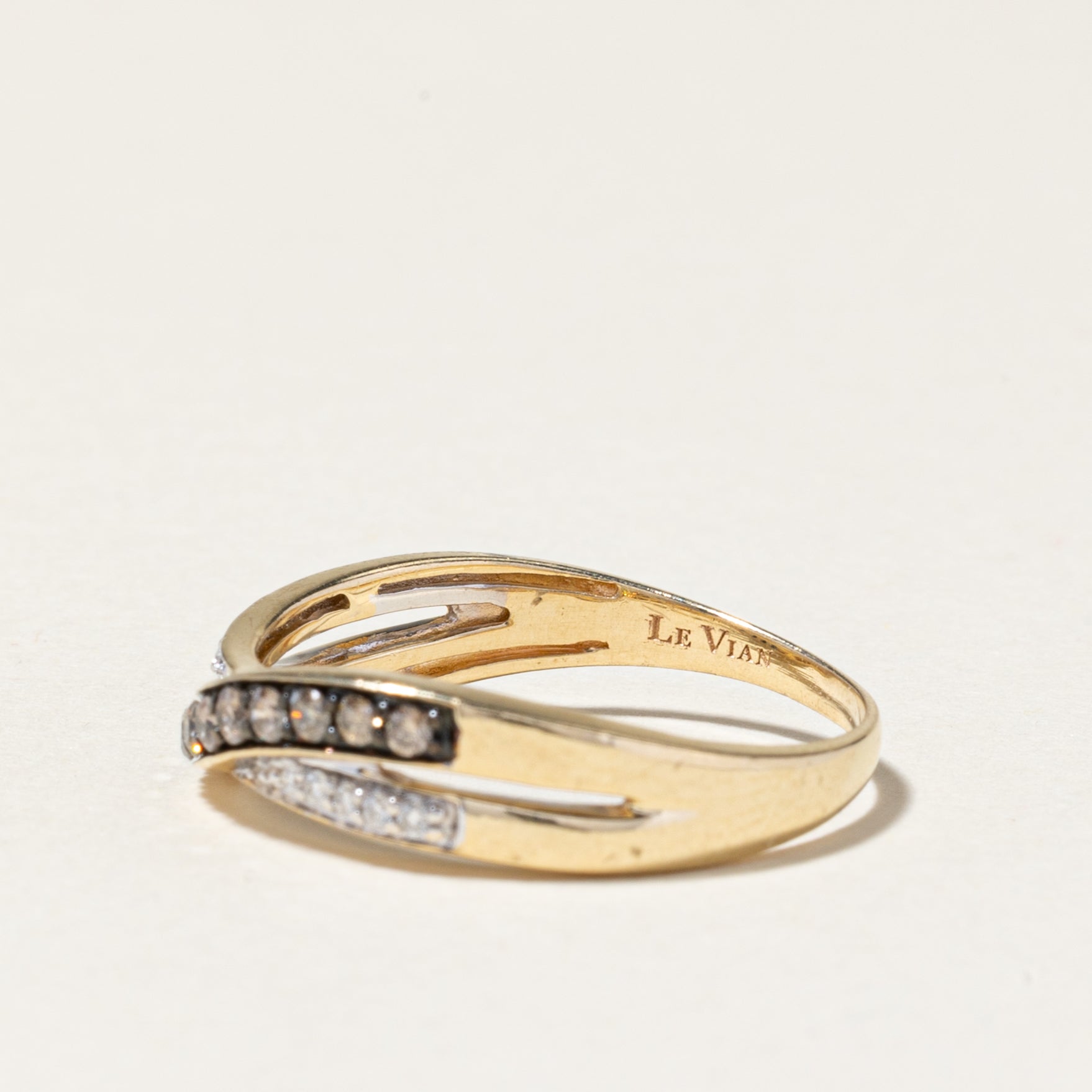 14K Yellow Gold Diamond Crossover Ring - 0.25ctw Natural Diamond Wedding Band - Size 7.5 - Elegant Bridal Jewelry for Engagement, Anniversary & Special Occasions