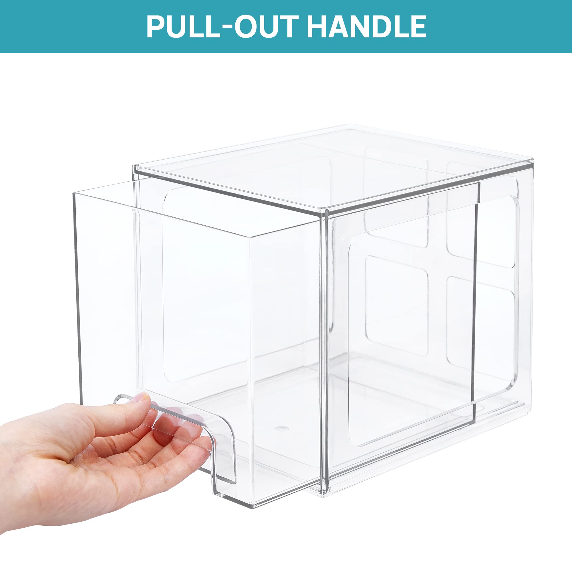 Vtopmart 2-Pack Clear Acrylic Stackable Drawers - Bathroom & Kitchen Storage Organizer for Vanity, Undersink