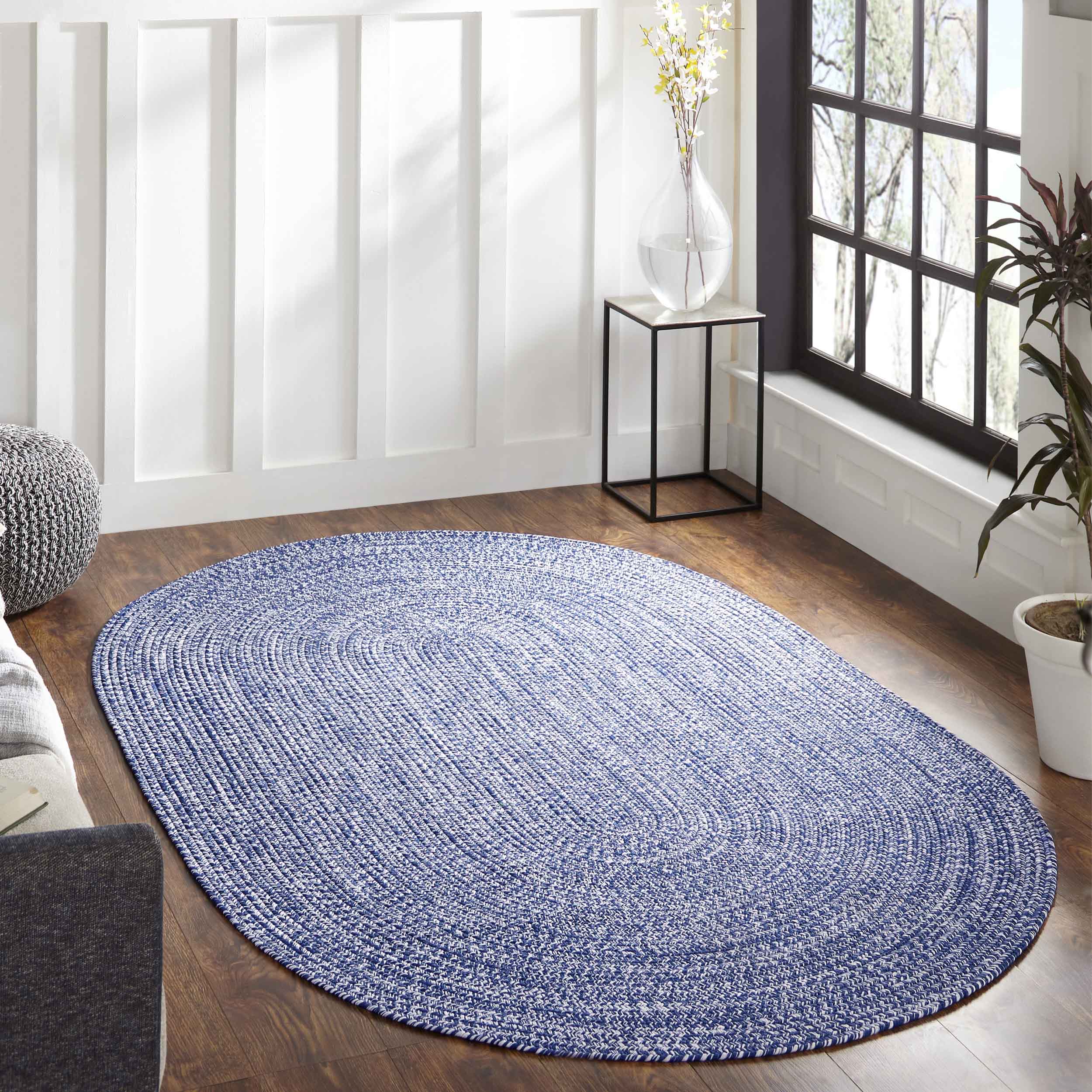 Reversible Braided Area Rug - Non-Slip Two Tone Indoor/Outdoor Rug for Living Room, Bedroom, Patio - Soft & Durable Home Decor