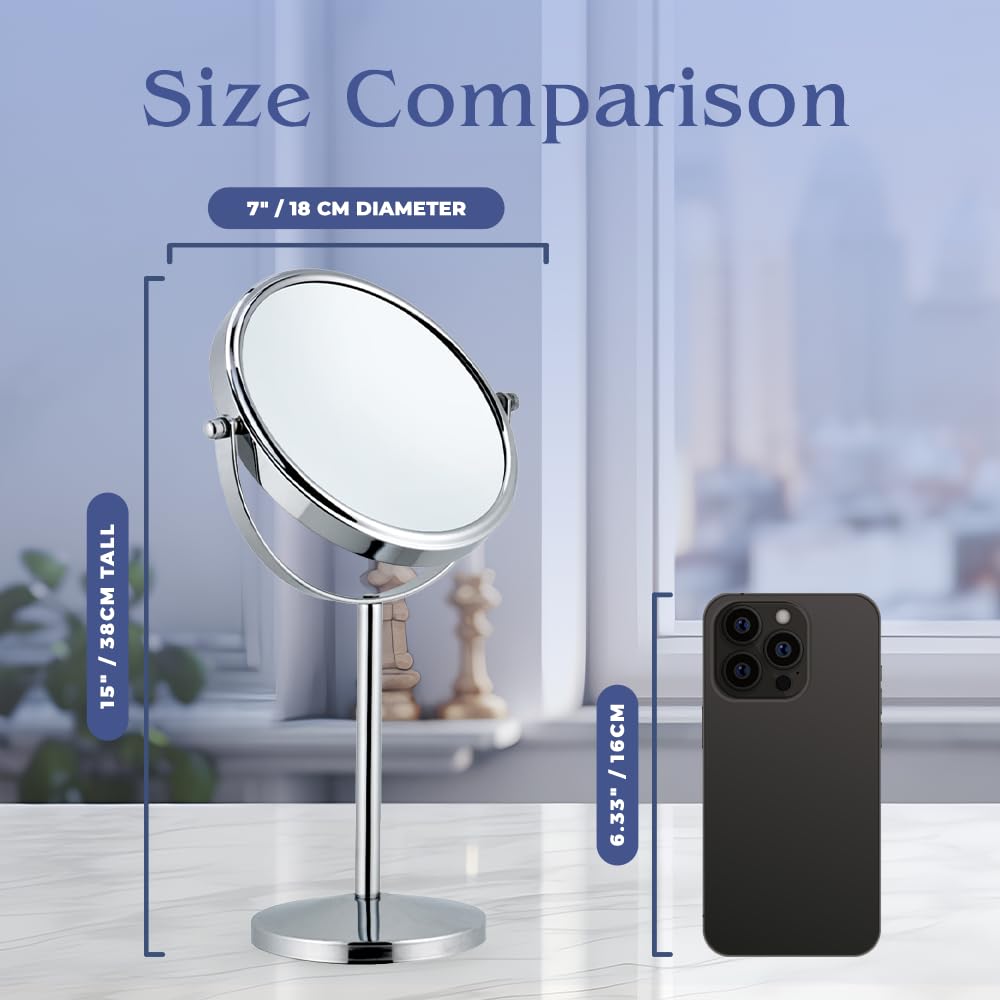 10X Magnifying Makeup Mirror with Stand - Double Sided 10X/1X Magnification, 7