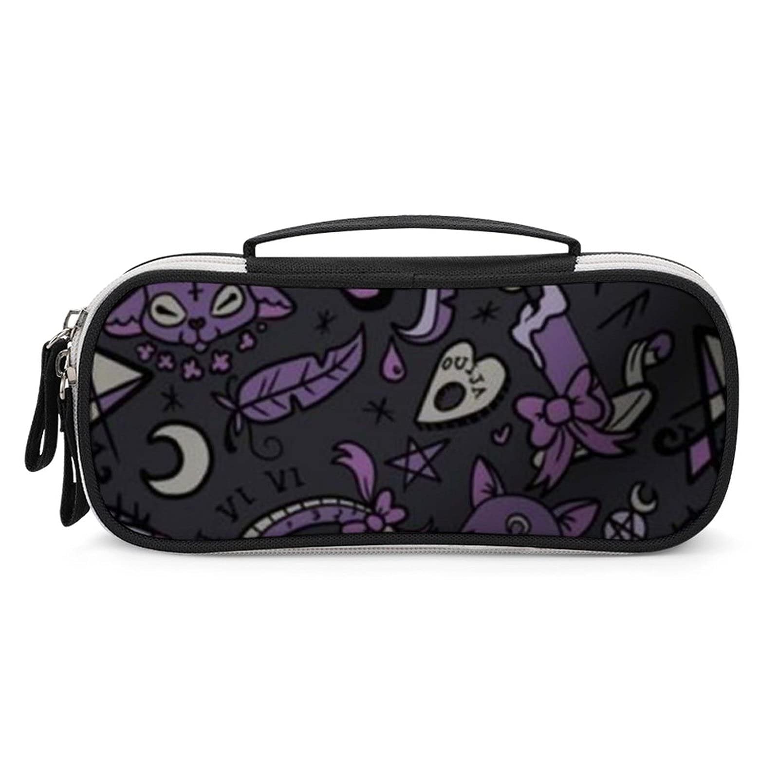 Gothic Black & Purple Printed Women's Small Zip Makeup Bag - Travel Cosmetic Pouch Organizer for Goth Fashion, Halloween & Everyday Use
