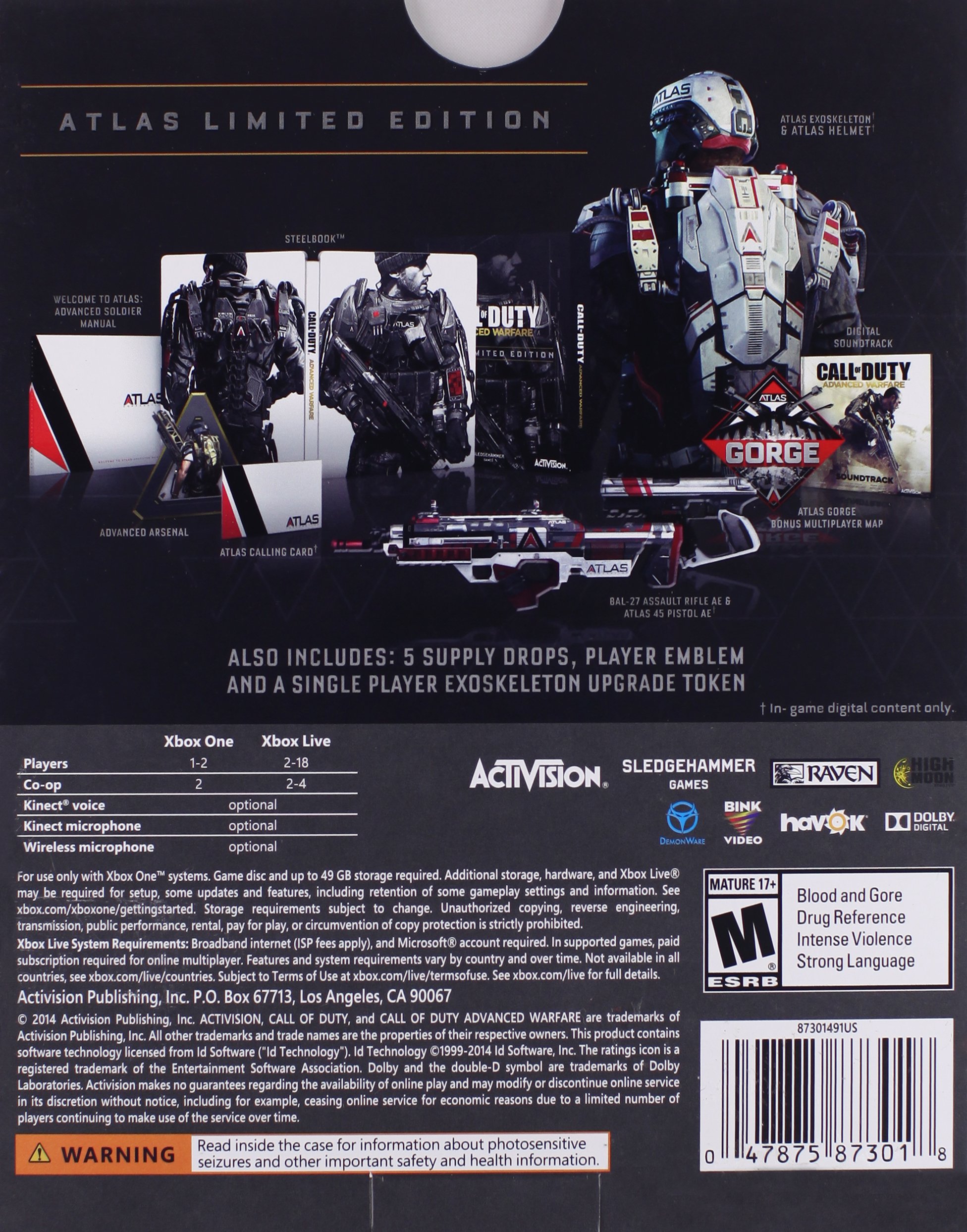 Call of Duty: Advanced Warfare Atlas Limited Edition for Xbox One - Collector's Edition with Exclusive Content | Perfect for Gaming Enthusiasts & FPS Fans