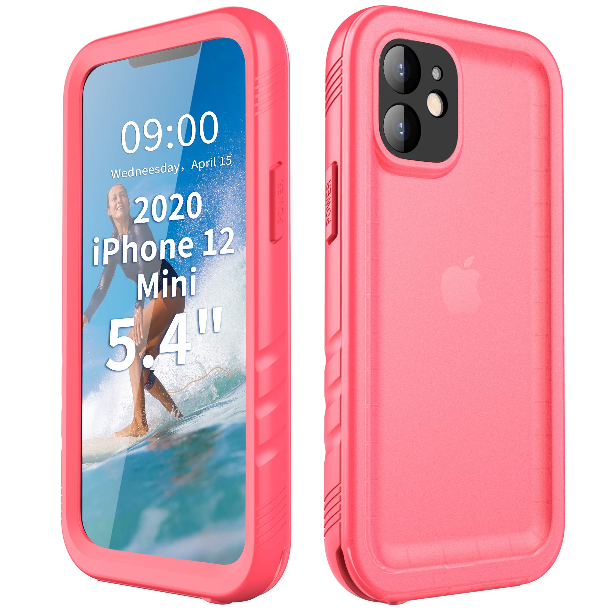 Waterproof Shockproof Rugged Case for iPhone 12 Mini 5.4 Inch - Full Body Protection with Built-in Screen Protector, Dustproof & Durable Cover (Pink) | Perfect for Outdoor Adventures, Travel & Daily Use