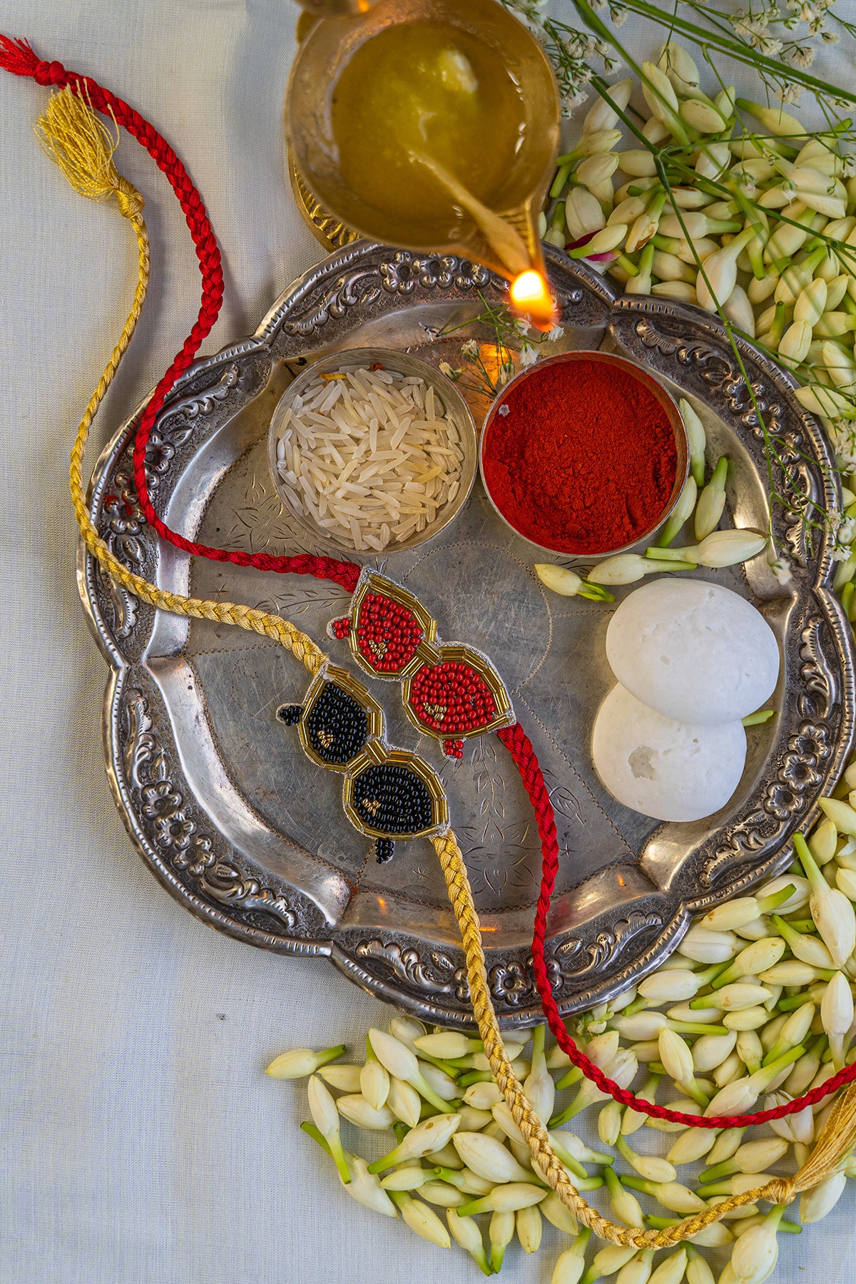 Handmade Embroidered Rakhi Set of 2 - Traditional Indian Bracelet for Raksha Bandhan Festival - Perfect for Brother Sister Bonding & Cultural Celebrations
