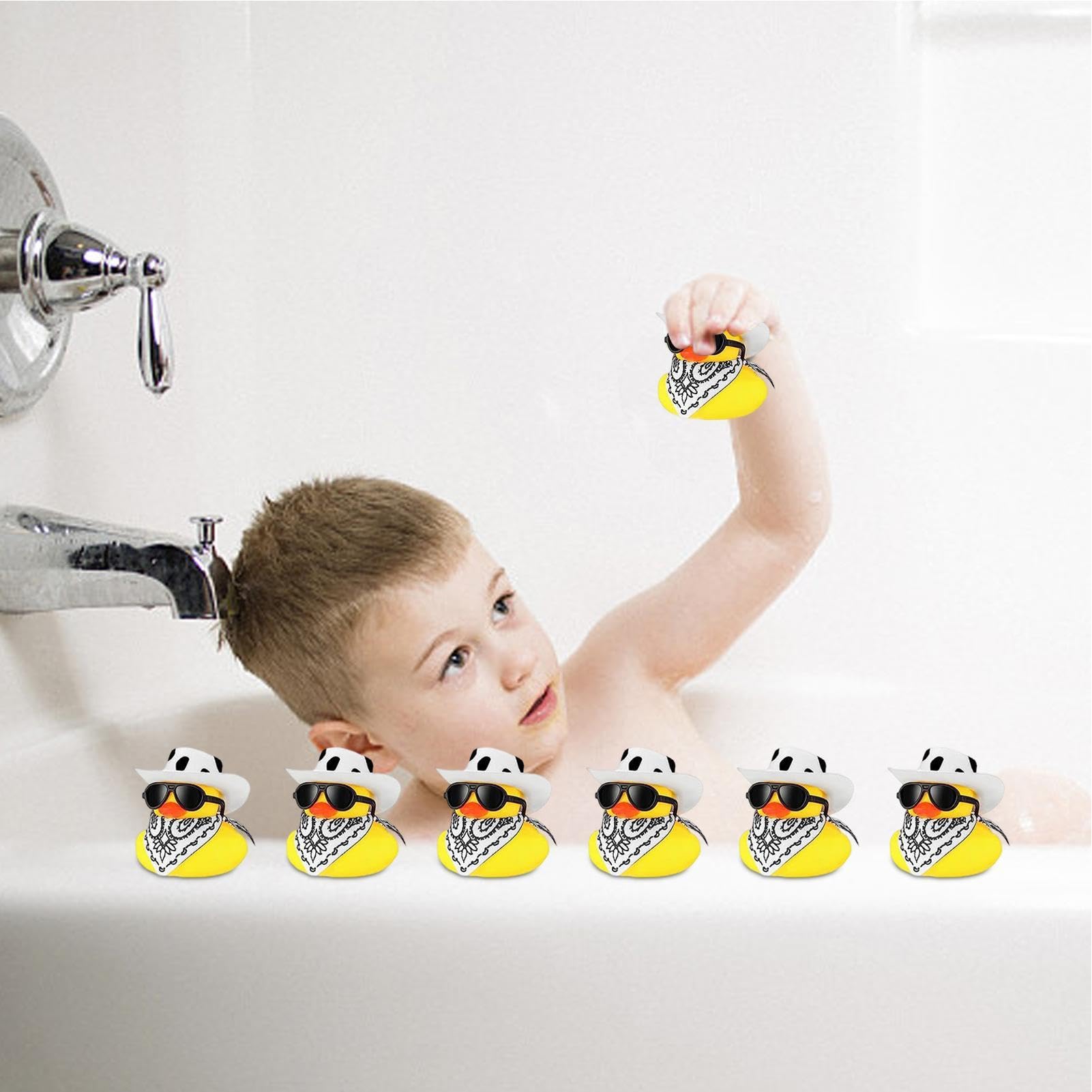 Funny Cowboy Rubber Duck - Bath Toy & Car Dashboard Decor for Kids, Babies | Party Favors, Birthday Goody Bag Fillers, Shower Accessories | Perfect for Bath Time, Travel & Home Decor