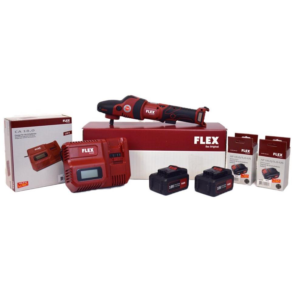 FLEX PE 150 Cordless Rotary Polisher Kit - Professional Car Detailing & Paint Correction Tool - Perfect for Auto Body Shops, DIY Enthusiasts & Marine/RV Polishing