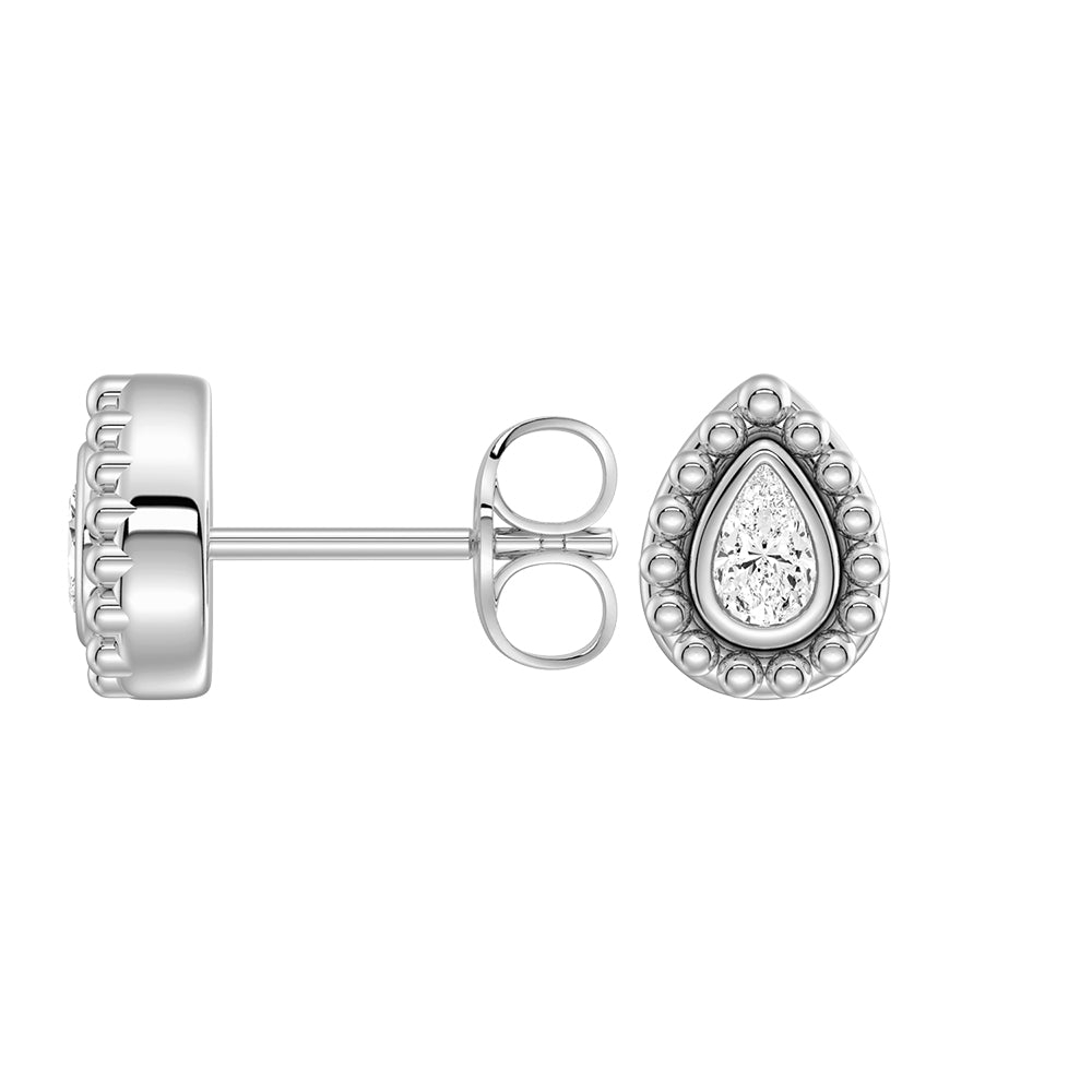 2 in 1 Convertible Beaded Jacket Stud Earrings with Pear Cut Lab Diamond - Perfect for Weddings, Parties & Everyday Elegance
