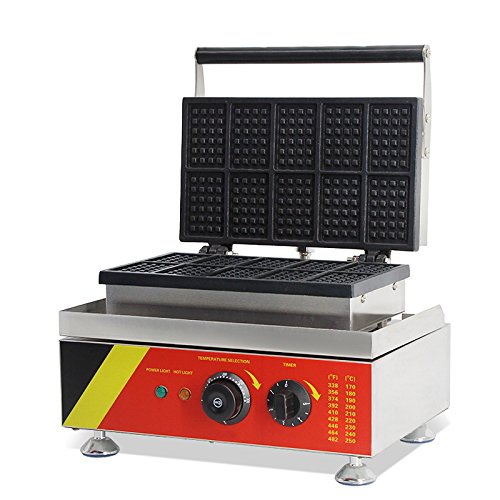 INTSUPERMAI 1500W Commercial Waffle Maker Machine - Belgian Nonstick Waffle Iron with 10 Baker Plates - 110V Electric Waffle Iron for Home, Cafe & Restaurant Use - Perfect for Breakfast, Desserts & Catering Events