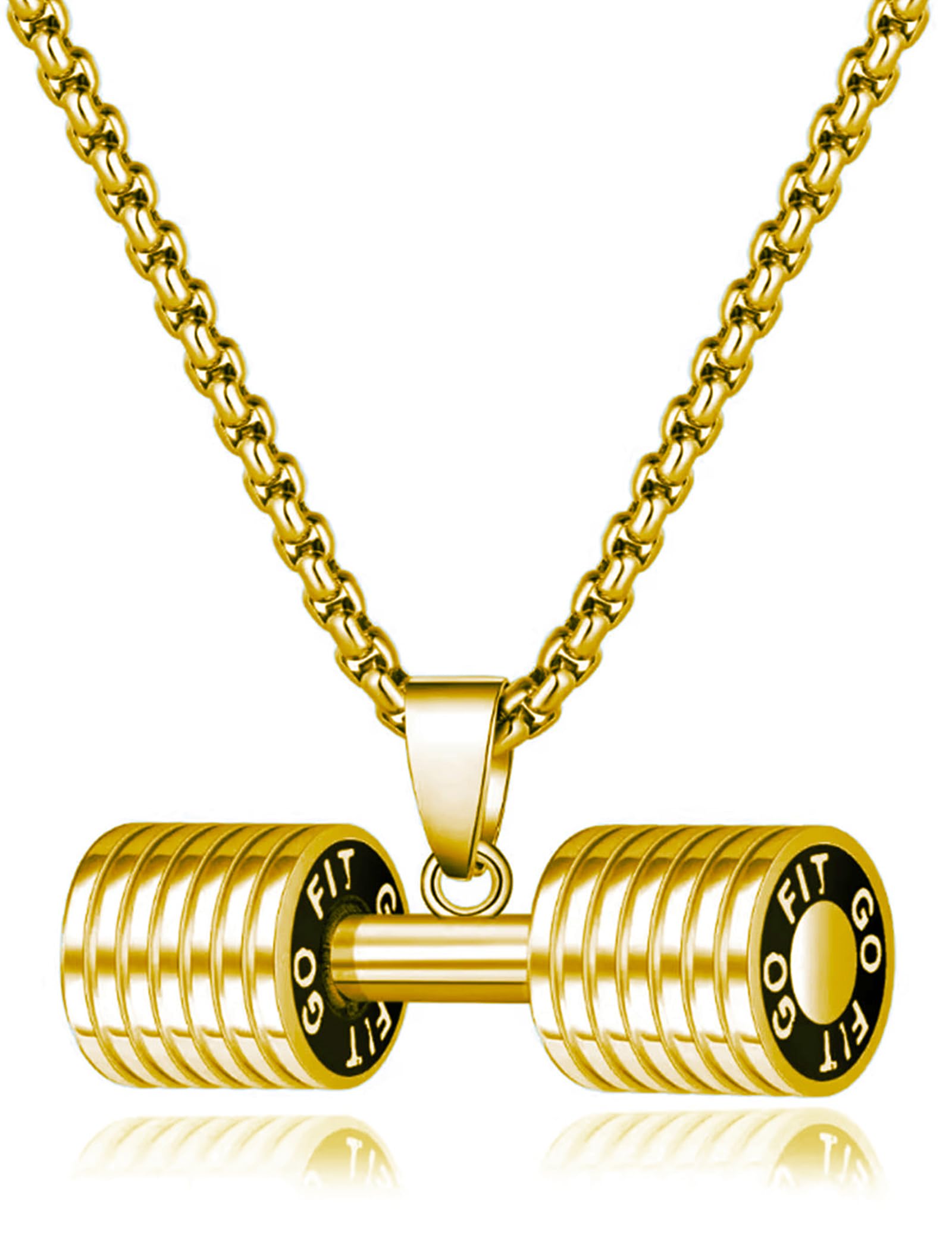 Stainless Steel Fitness Gym Necklace for Men & Women - Dumbbell & Barbell Chain Pendant Jewelry - Perfect for Workout, Gym & Sports Enthusiasts