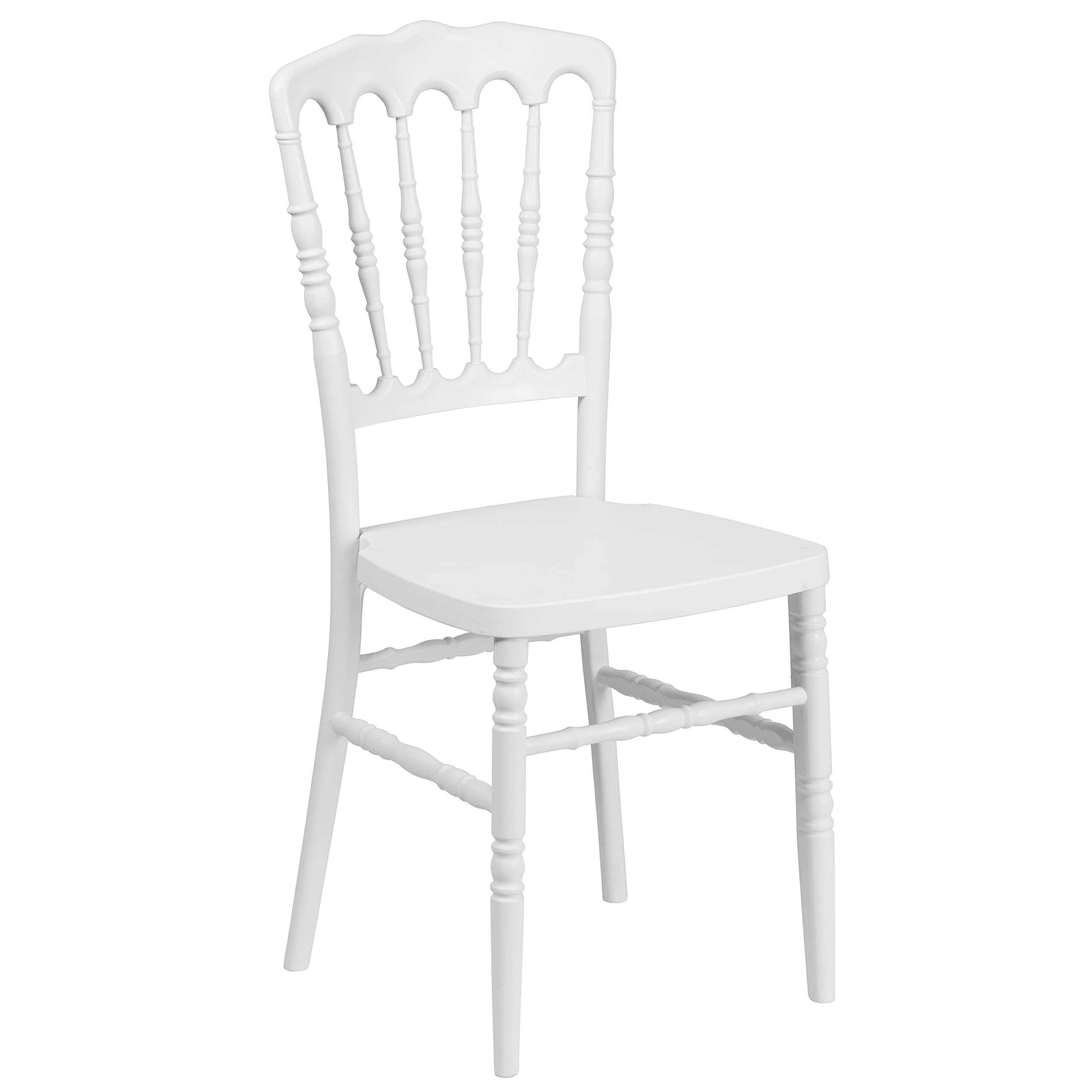 Flash Furniture HERCULES Series White Resin Stacking Napoleon Chair - Heavy Duty Indoor/Outdoor Stackable Chairs for Patio, Restaurant, Banquet & Event Seating