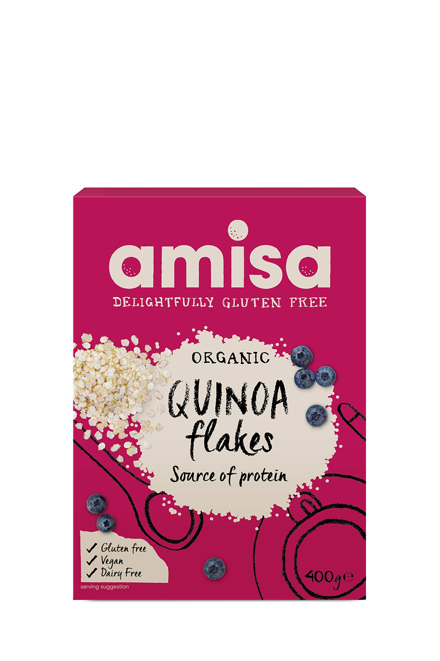 Amisa Organic Gluten Free Quinoa Flakes - 3 Pack | Healthy Breakfast Cereal Alternative | Perfect for Smoothie Bowls, Baking & Vegan Recipes