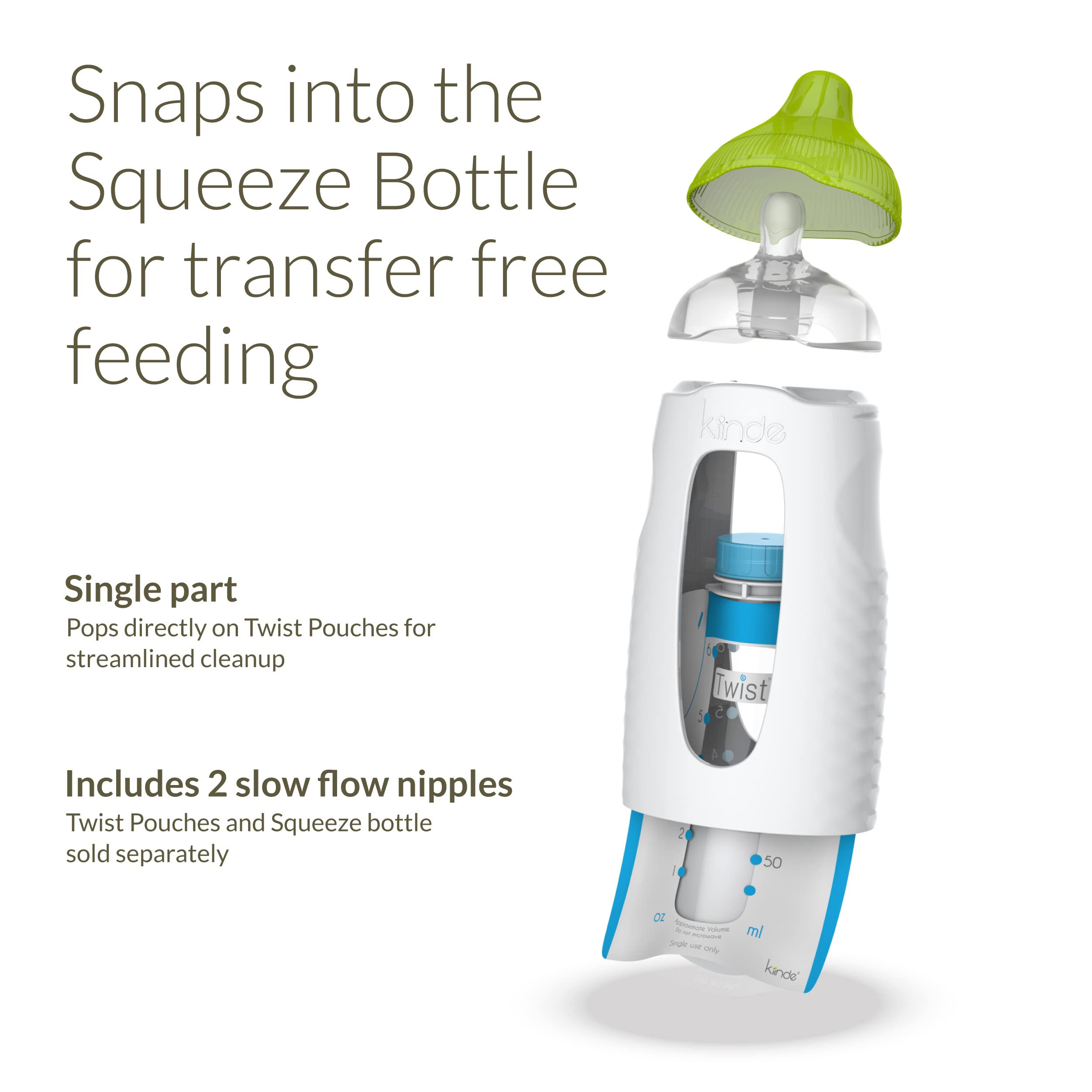 Kiinde Twist Active Latch Slow Flow Baby Bottle Nipples - 2 Pack for Breast Milk & Formula Feeding - Perfect for Newborns & Infants at Home or On-the-Go