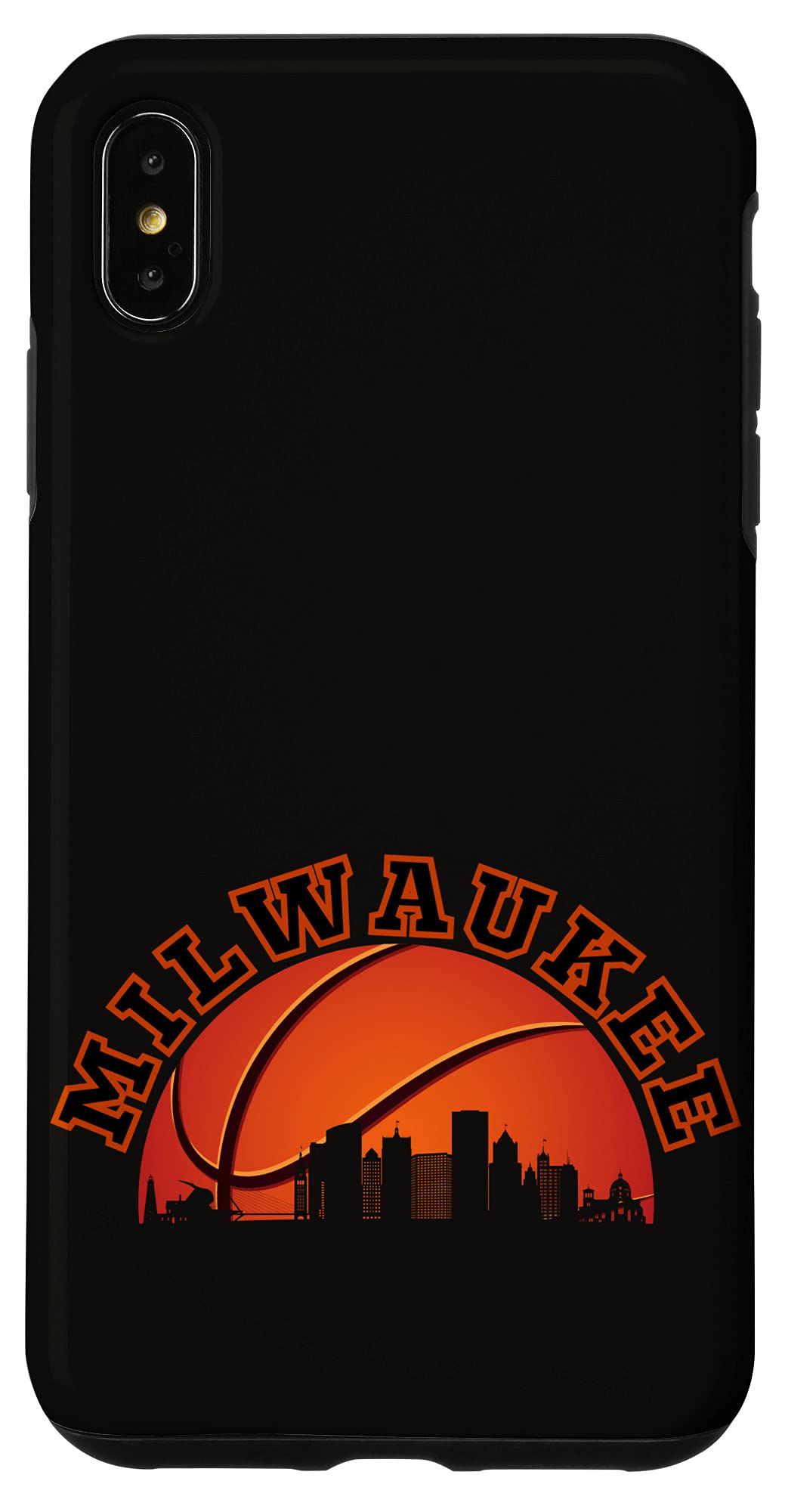 iPhone XS Max Case - Milwaukee Basketball & Wisconsin Skyline Sunset Design | Durable Protective Cover for Sports Fans & Travel Enthusiasts