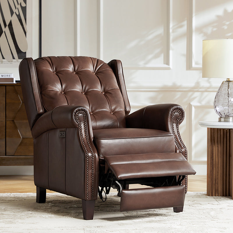 Premium Ruben Buttery Soft Leather Power Recliner Chair - Ergonomic Living Room Furniture for Relaxing, Watching TV & Napping
