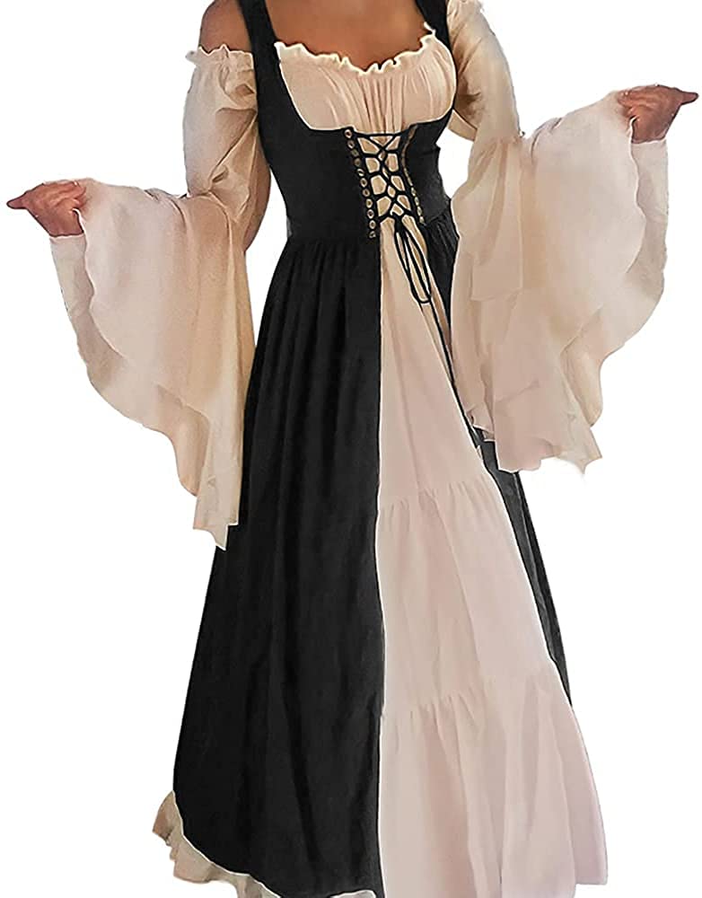Oylchly Women's Renaissance Dress - Medieval Irish Costume for Cosplay, Halloween & Renaissance Fairs | Two-Piece Vintage Gown with Flowy Sleeves | Perfect for LARP, Theater & Historical Reenactments