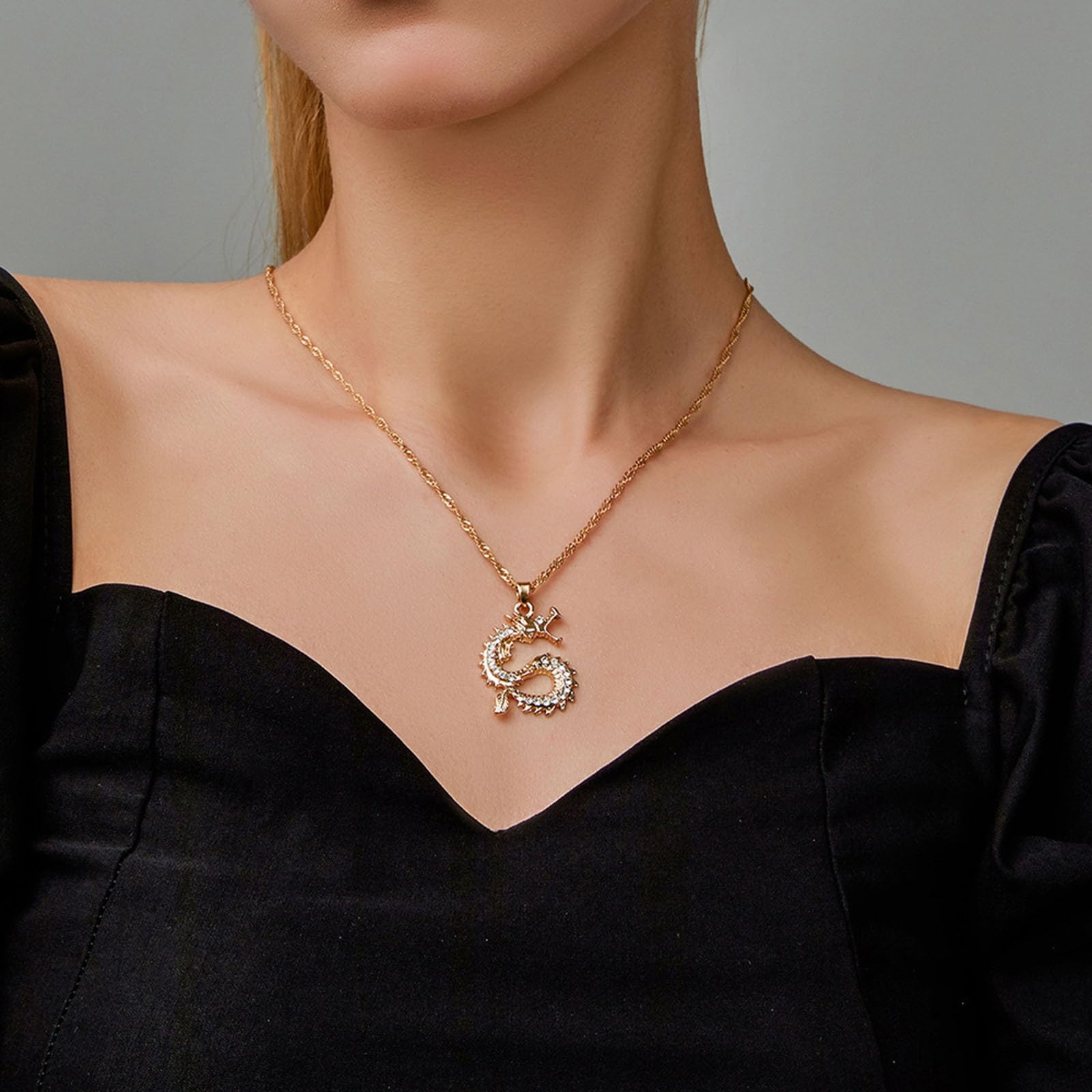 Elegant Dainty Gold Pendant Necklace for Women - Simple Chain Necklace with Inlaid Design - Perfect Gift for Wedding, Anniversary & Special Occasions (One Size)