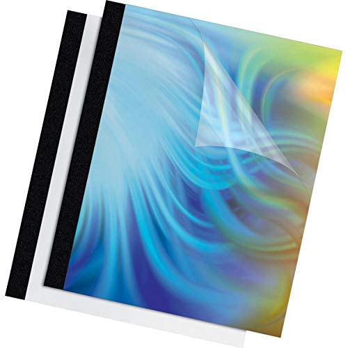 Fellowes Thermal Presentation Covers - 3/8 Inch Clear Front with Linen Textured Black Back - 10-Pack (5256101) - Perfect for Business Reports, School Projects & Professional Document Protection