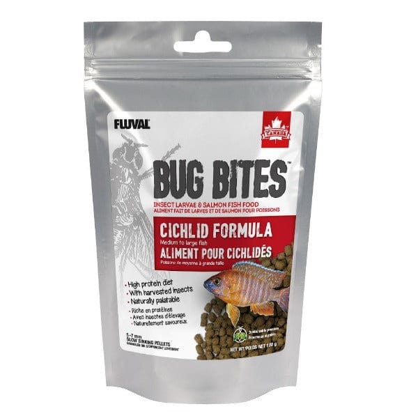 Fluval Bug Bites Slow Sinking Pellet Cichlid Fish Food - High Protein Natural Ingredients (100g) - Ideal for African Cichlids, Tropical Fish & Aquarium Pets