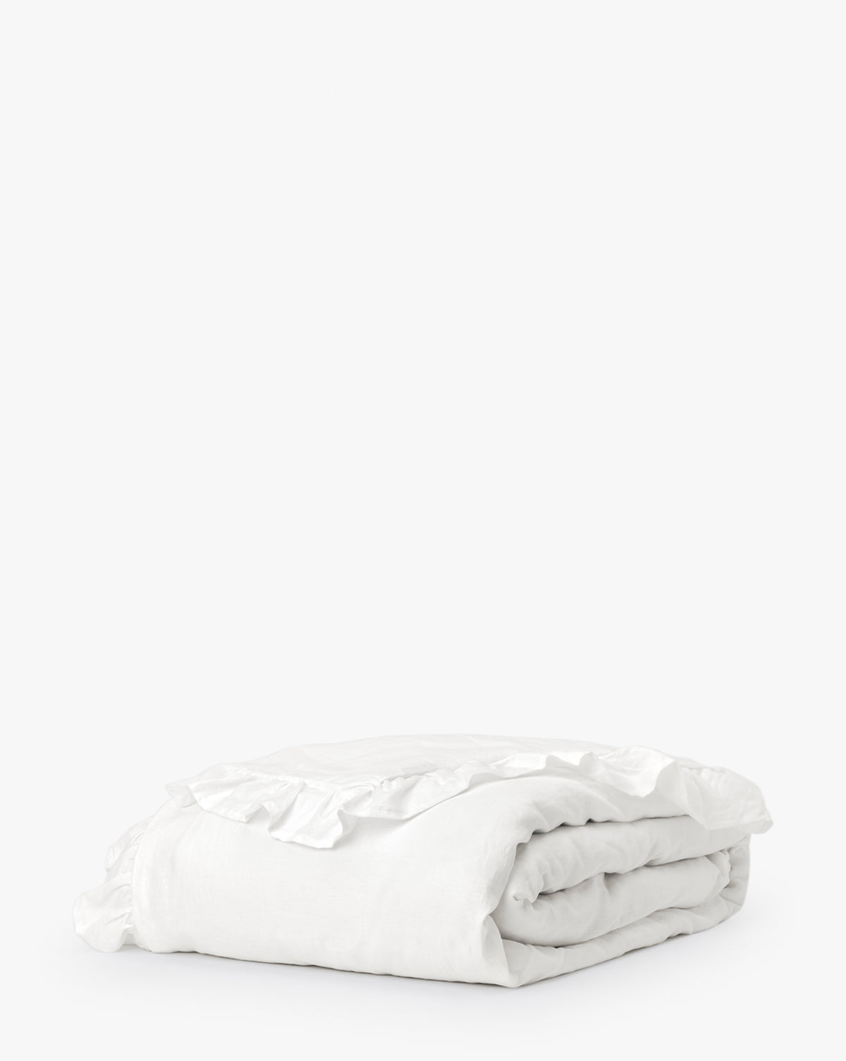 Elegant White Linen Duvet Cover with Ruffle Trim - Soft & Breathable Bedding Set for Master Bedroom, Guest Room, or Airbnb - Queen/King Size Available