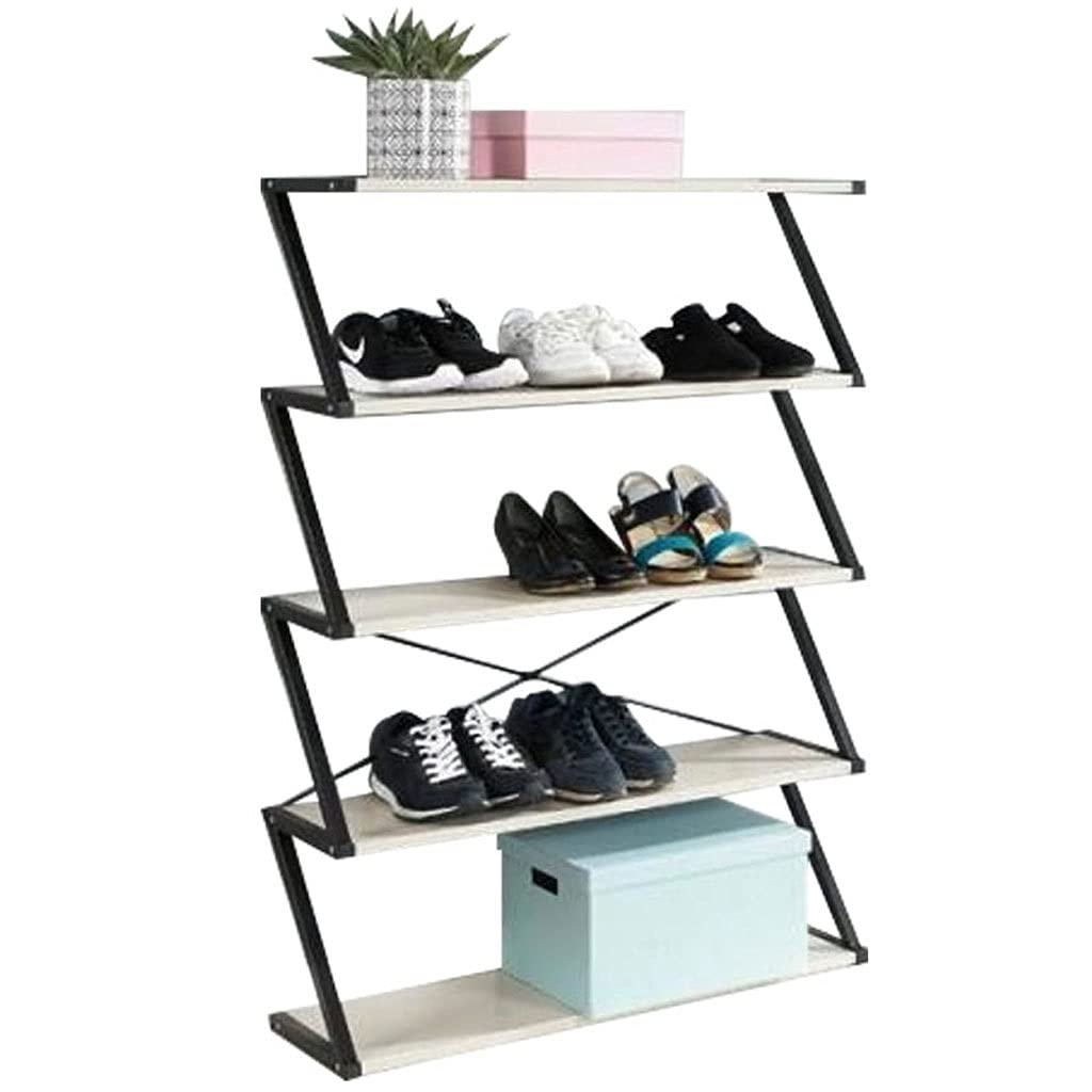 5-Tier Heavy Duty Metal Shoe Rack Organizer - Sturdy Z-Shaped Freestanding Storage Shelf for Shoes, Boots & Accessories - Perfect for Entryway, Bedroom, Closet, Living Room & Balcony Organization