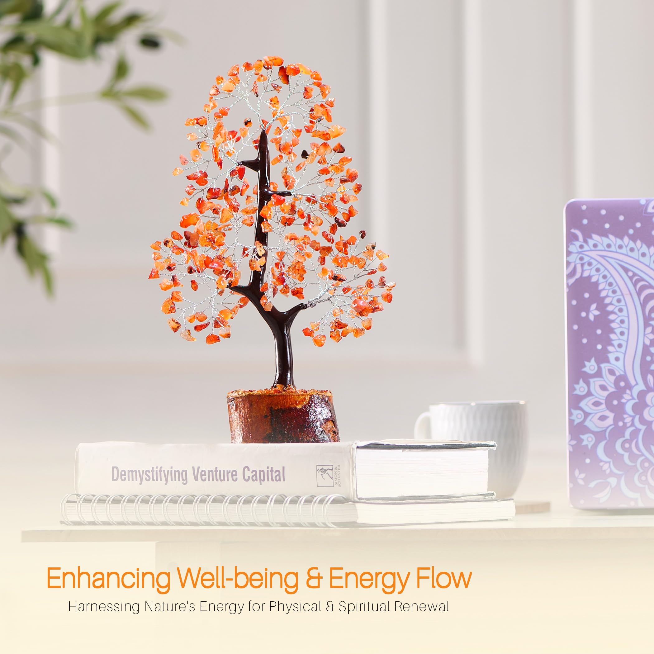 Healing Carnelian Gemstone Tree - Natural Crystal Tree for Positive Energy, Luck & Chakra Balance | Feng Shui Tree of Life Decor | Unique Birthday & Thoughtful Gifts for Women | Perfect for Home, Office Meditation & Spiritual Spaces