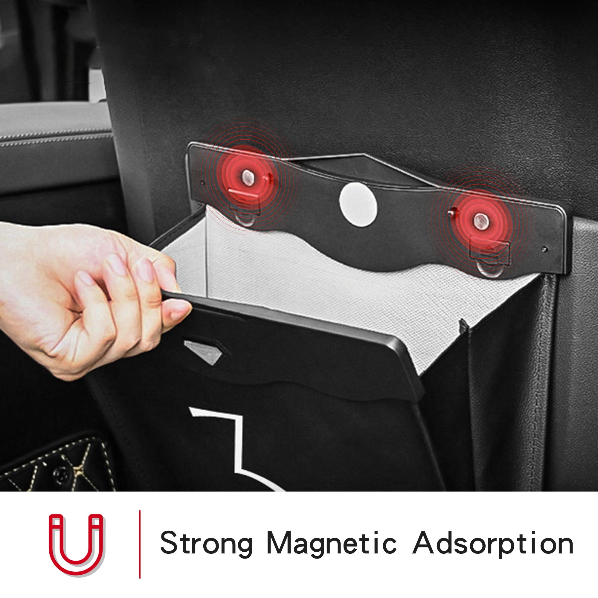 Tesla Model 3 Back Seat Trash Can with Magnetic Hanging Buckle - Waterproof Car Garbage Bag Accessories for 2016-2023 Models (2 Pack) - Perfect for Road Trips, Commuting & Keeping Your Tesla Clean