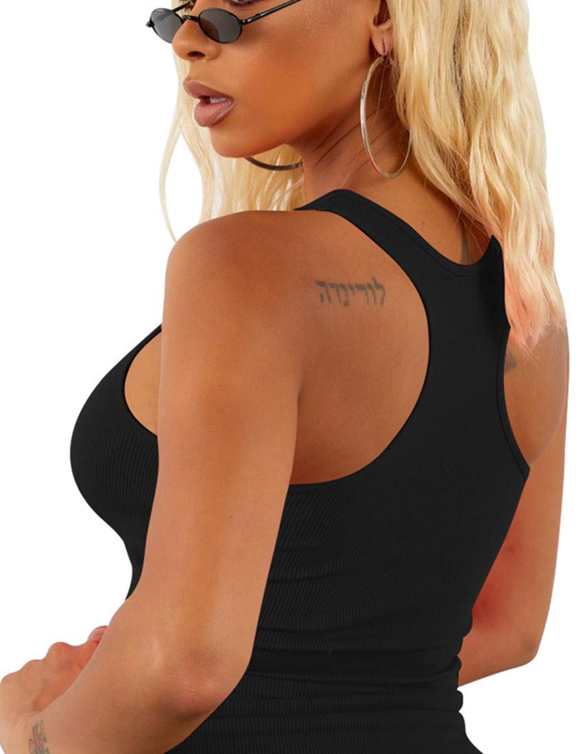 Mizoci Women's Casual Midi Tank Dress - Sexy Sleeveless Square Neck Bodycon Club Dress for Summer, Beach, Party & Night Out
