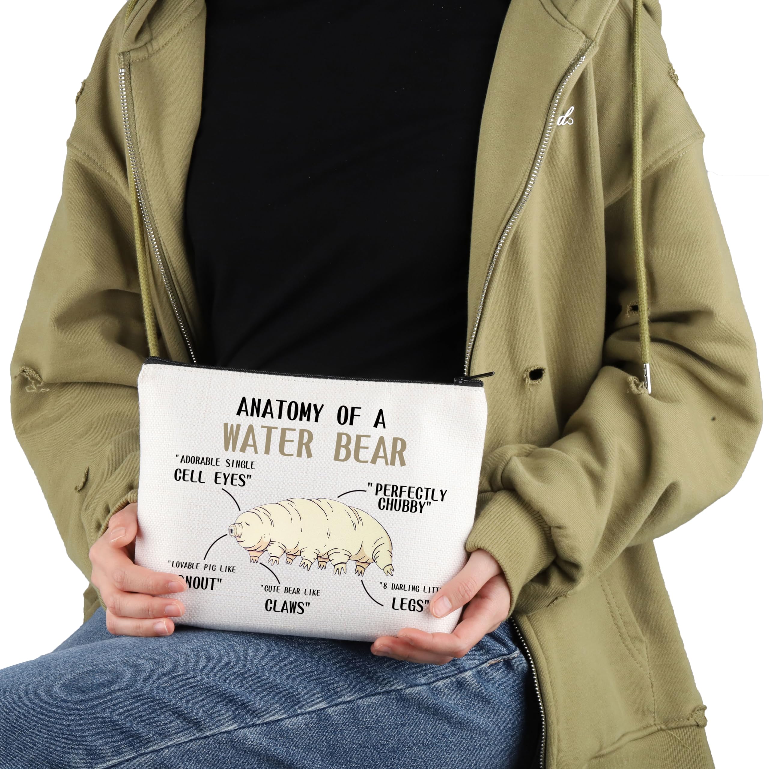 VAMSII Tardigrade Lover Gift - Water Bear Anatomy Makeup Bag for Biology Teachers & Science Enthusiasts - Unique Microbiology Themed Cosmetic Pouch - Perfect for School, Lab & Travel