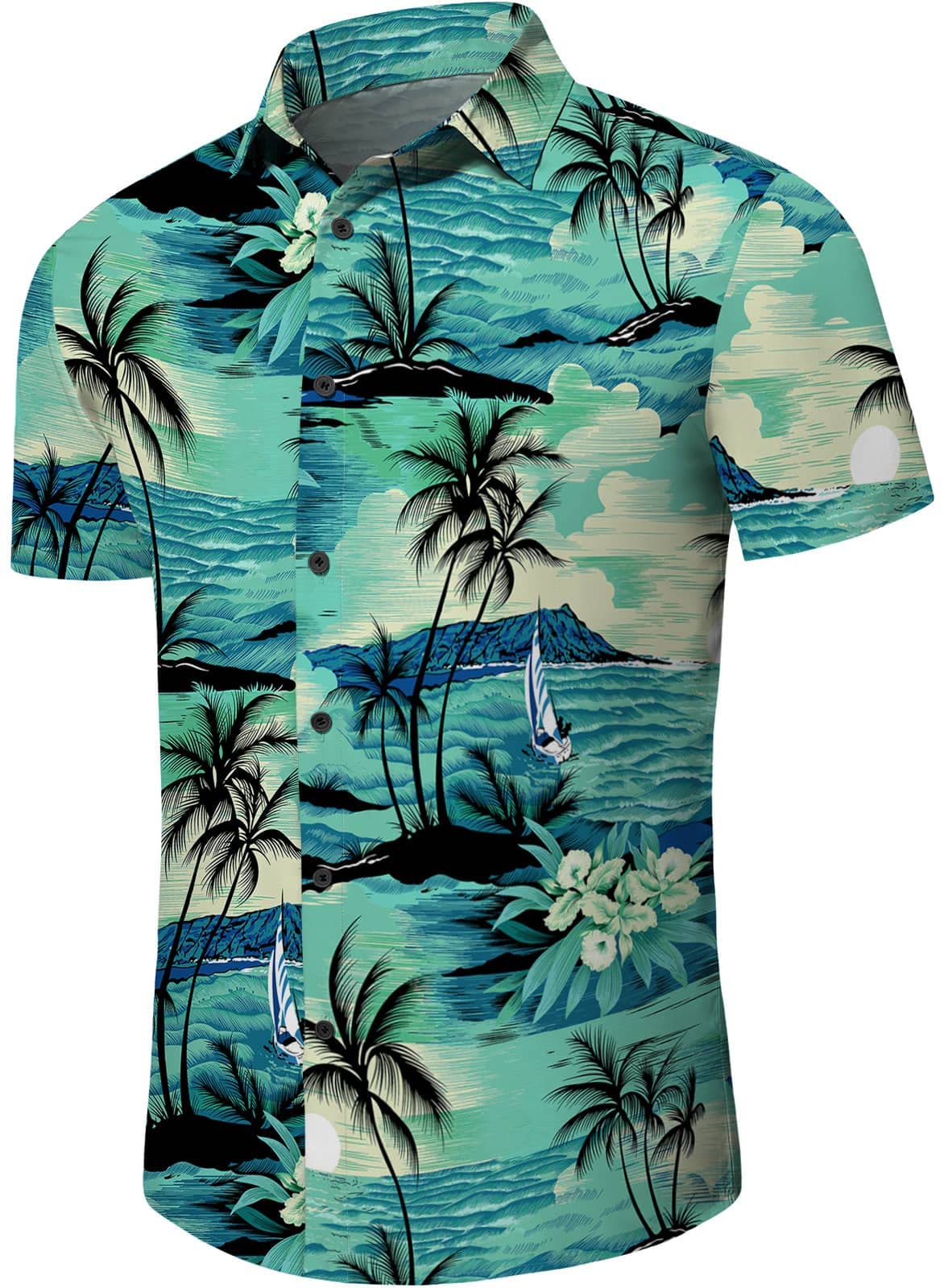 Aiyino Men's Hawaiian Shirt - Short Sleeve Tropical Print Button Down Shirt for Summer, Beach Vacation & Casual Wear | Lightweight Breathable Fabric for Outdoor Parties & Luau Events
