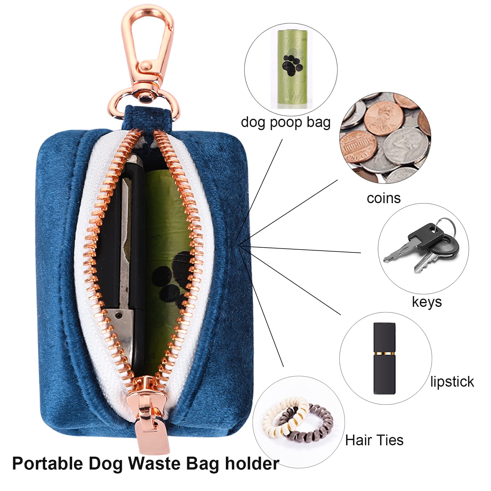 ARING PET Dog Waste Bag Dispenser - Portable Washable Poop Bag Holder with Metal Zipper, Attaches to Any Leash for Easy Cleanup | Perfect for Walking, Hiking, Park Visits and Outdoor Adventures with Your Dog