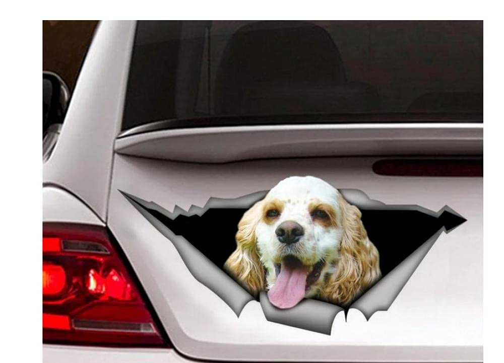 Funny 15Cm White Tan Cocker Spaniel Dog Car Decal - High-Quality Pet Sticker for Car Decoration, Perfect for Dog Lovers and Car Enthusiasts