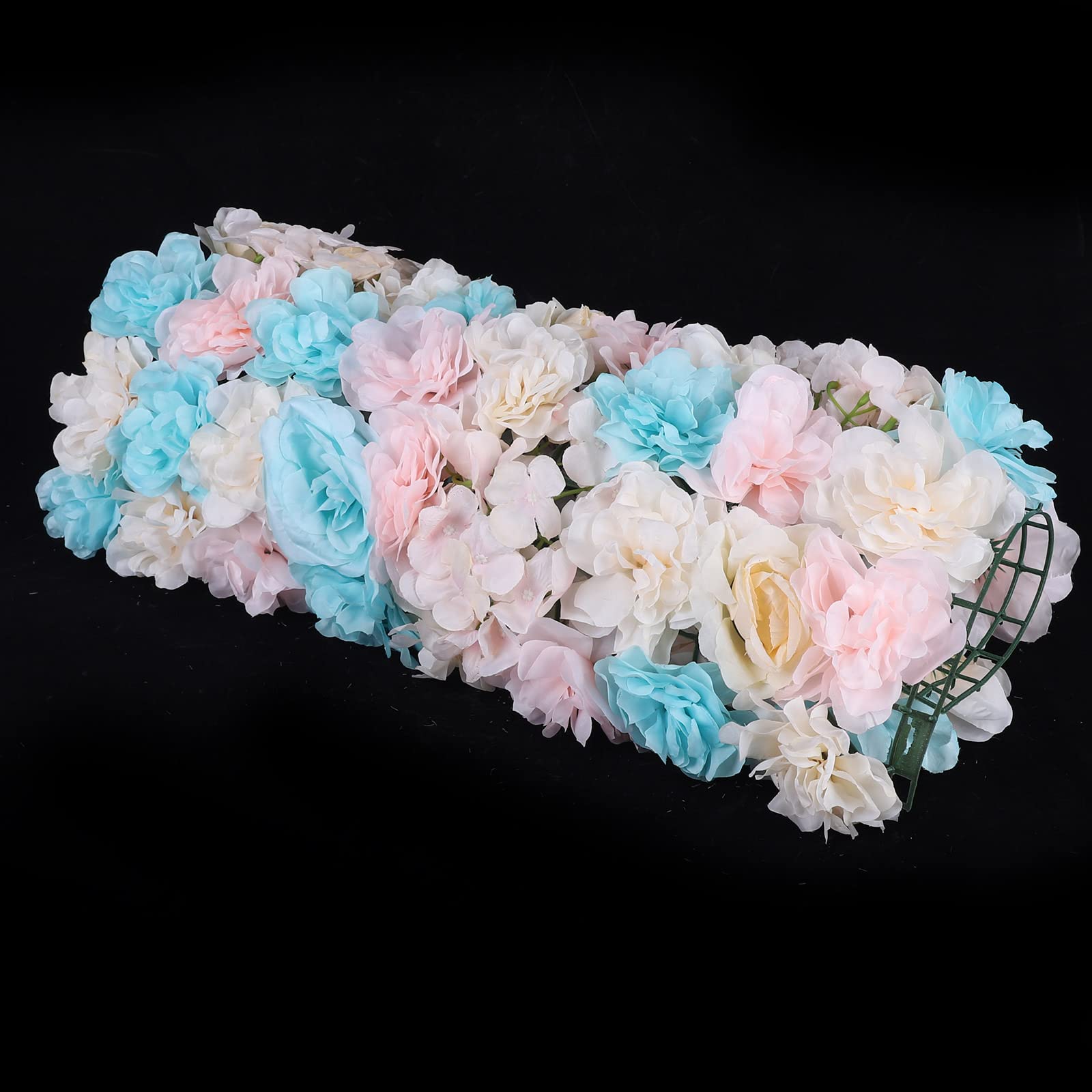 Gdrasuya10 Artificial Silk Flower Wall Panel - 12 Pack Wedding Backdrop for Photography, Room Decor, Hanging Baskets & Garden Arch (15.75x23.62x0.79 Inches, Blue & Pink) - Perfect for Weddings, Baby Showers & Home Decoration